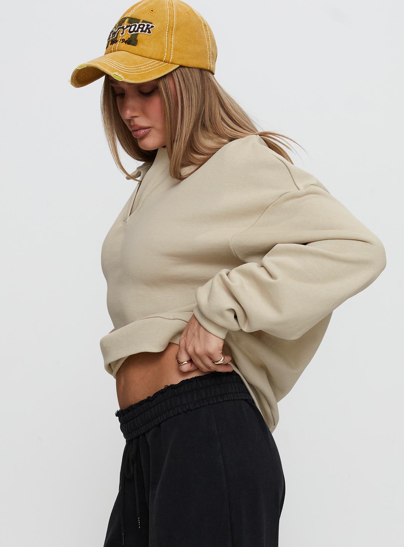 Back Around Collared Fleece Jumper Oat、mySite、solidvoid