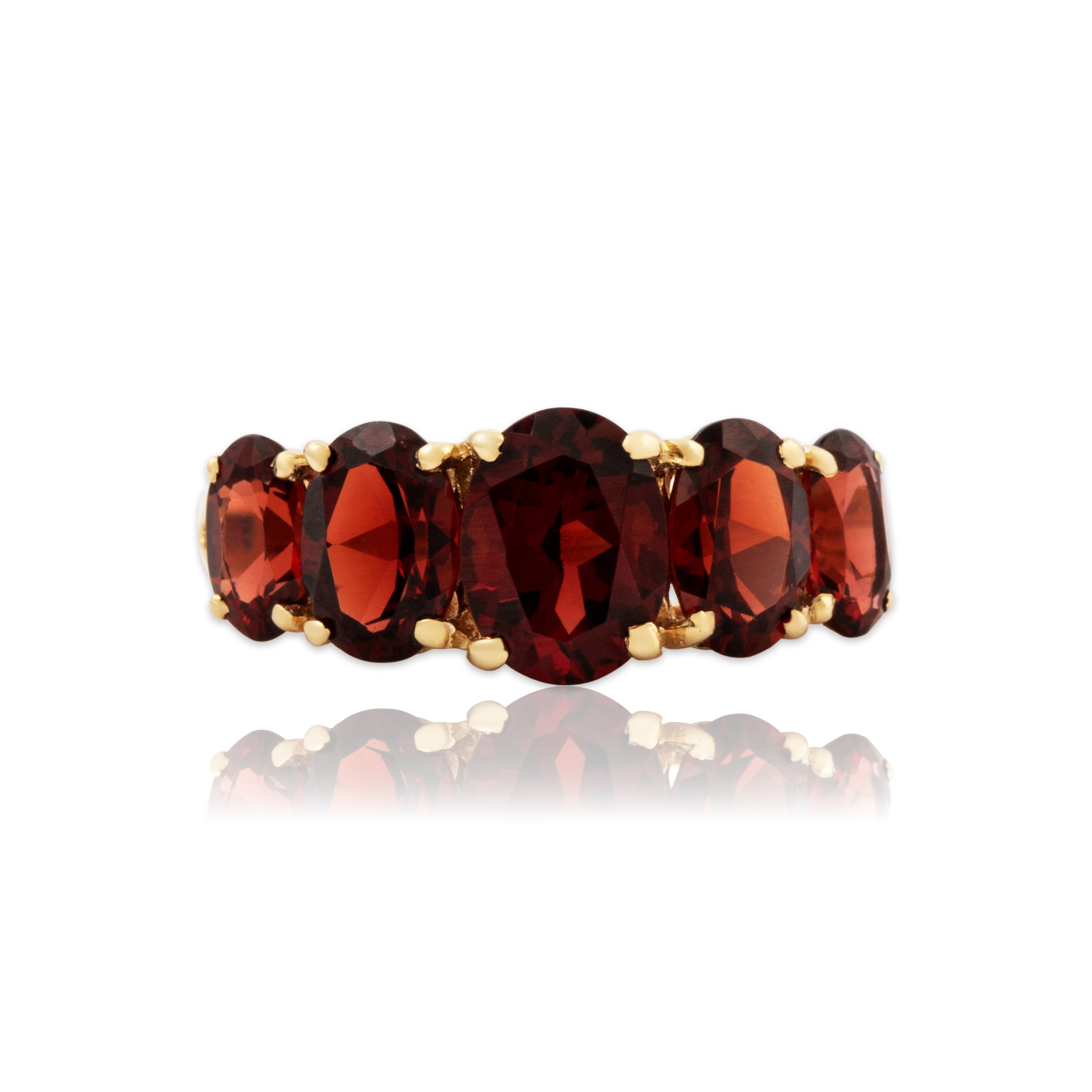 Vintage 10k Yellow Gold 4.3cttw Garnet Graduating Line Ring 7.75、mySite、hinf8tx79