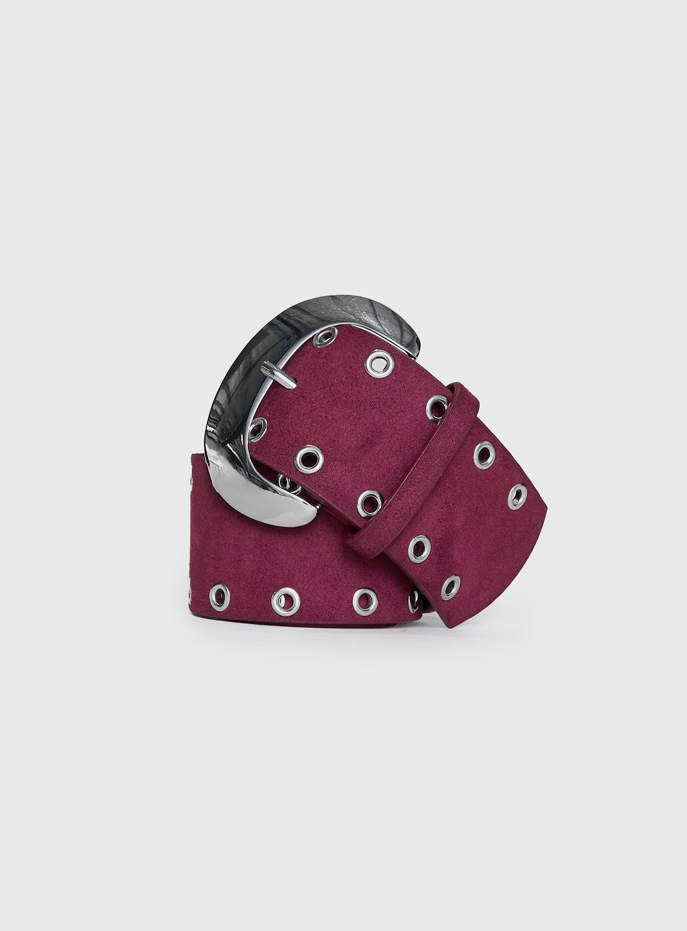 Captain Faux Suede Belt Red / Silver、mySite、solidvoid