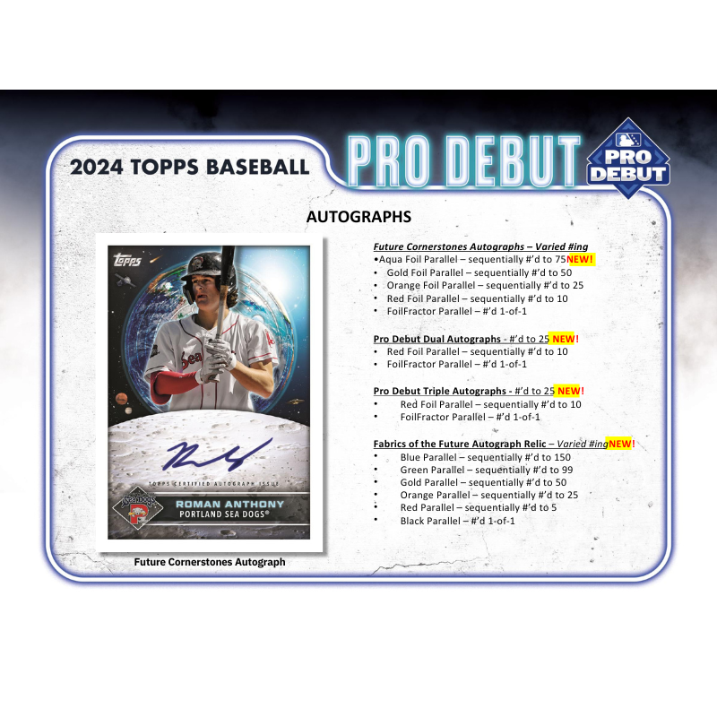 2024 Topps Pro Debut Baseball Hobby Jumbo 8 Box Case、mySite、waistdrama