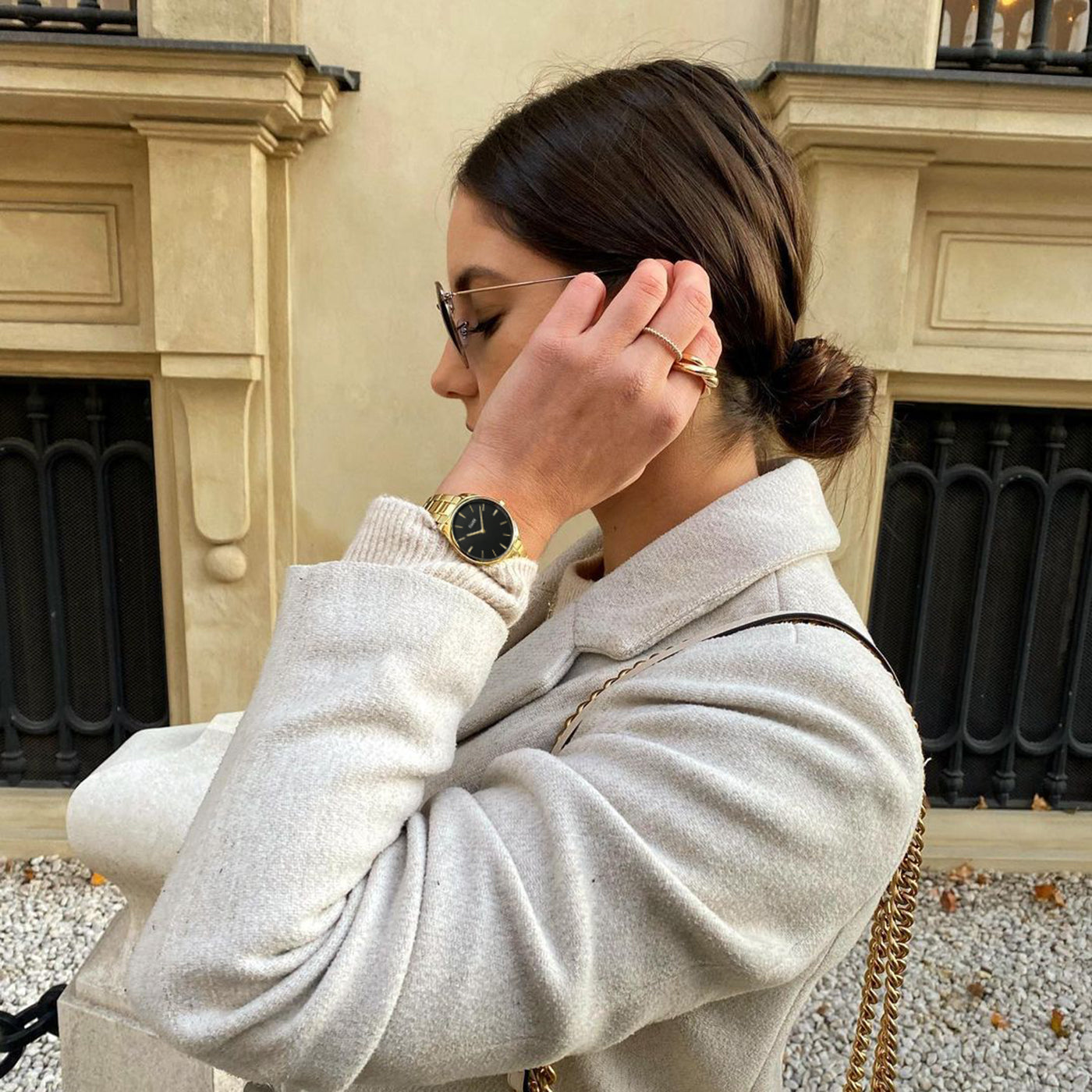  Féroce Petite Watch Steel, Black, Gold Colour