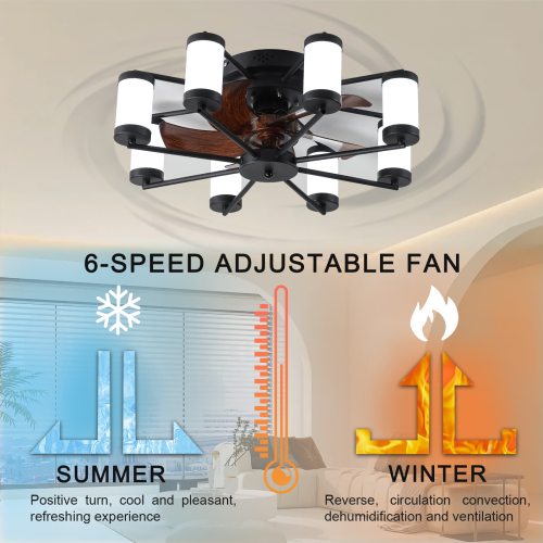 22-inch Modern Ceiling Fan with LED Light – 5-Blade Fan and Cylindrical Light Fixtures for Bedroom, Living Room, and Home Décor、、eastwooduniform