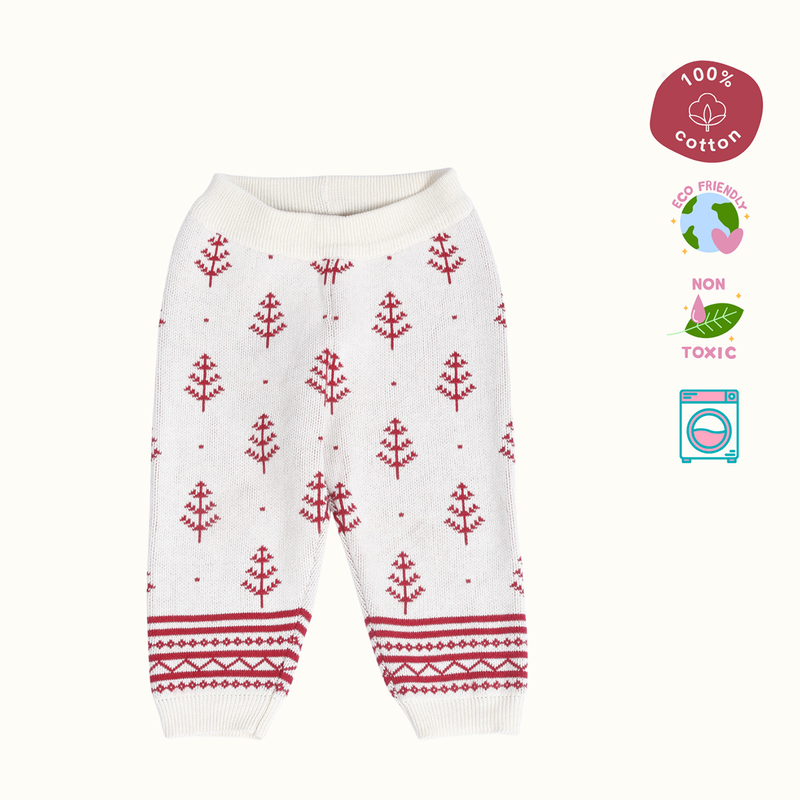 Cotton Jacquard Sweater, Lower & Cap Set | Penguine Printed | Navy Blue & Pink | Set of 3、mySite、camillekostekn