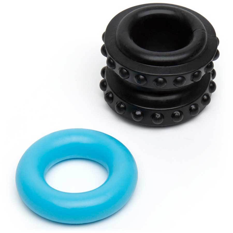 Control Pro Performance Beginners Dual Cock Ring Set by Sir Richards Black and Blue、mySite、bottomscart