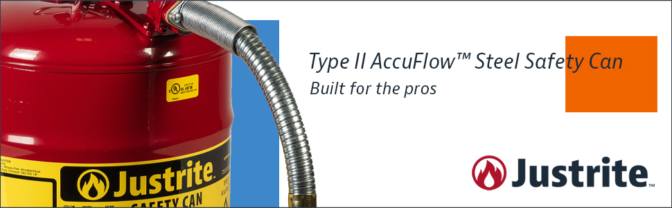 professional use safety can justrite red fuel accuflow Typ II steel