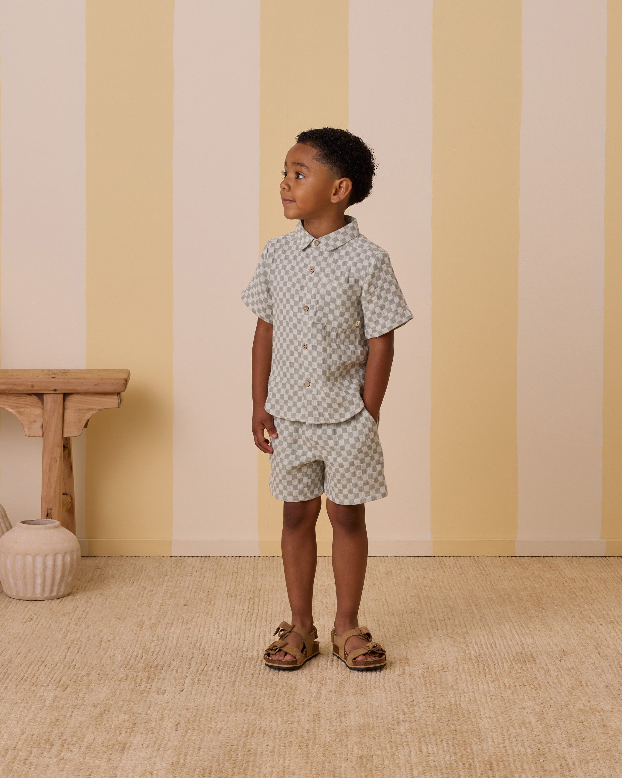  Collared Short Sleeve Shirt || Sage Check、mySite、layawaytickets