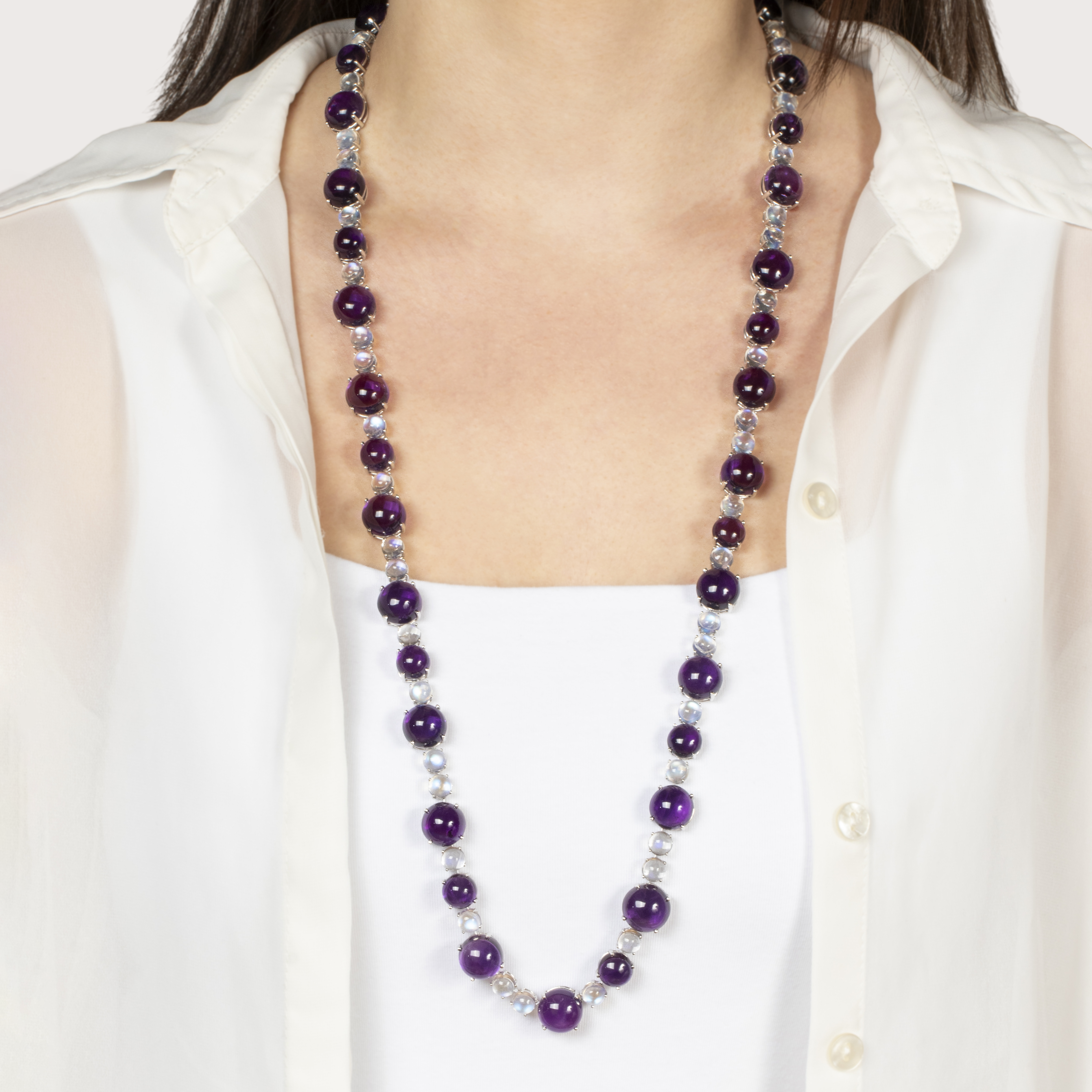 Abbott & Oaks 18k White Gold 281cttw Amethyst Moonstone Necklace 32、mySite、hinf8tx79