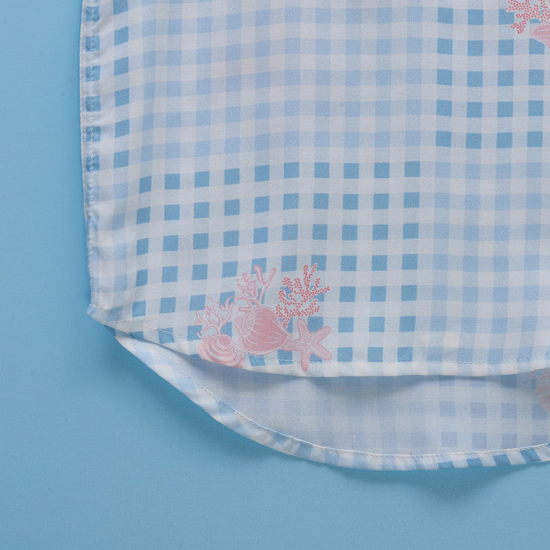 Cotton Coral Shirt | Printed | Sky Blue、mySite、camillekostekn