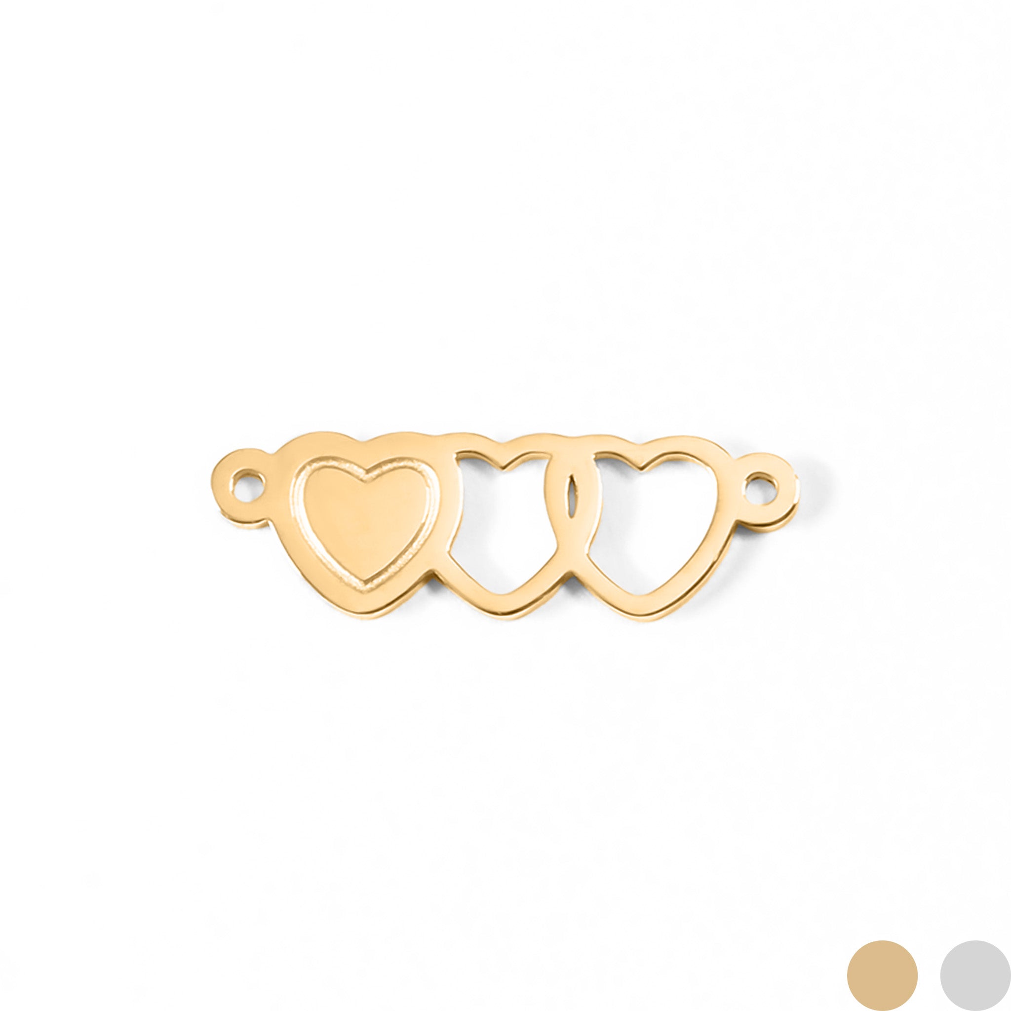 18K Gold PVD Stainless Steel Triple Heart Charm / PDL0080、mySite、dreamappss