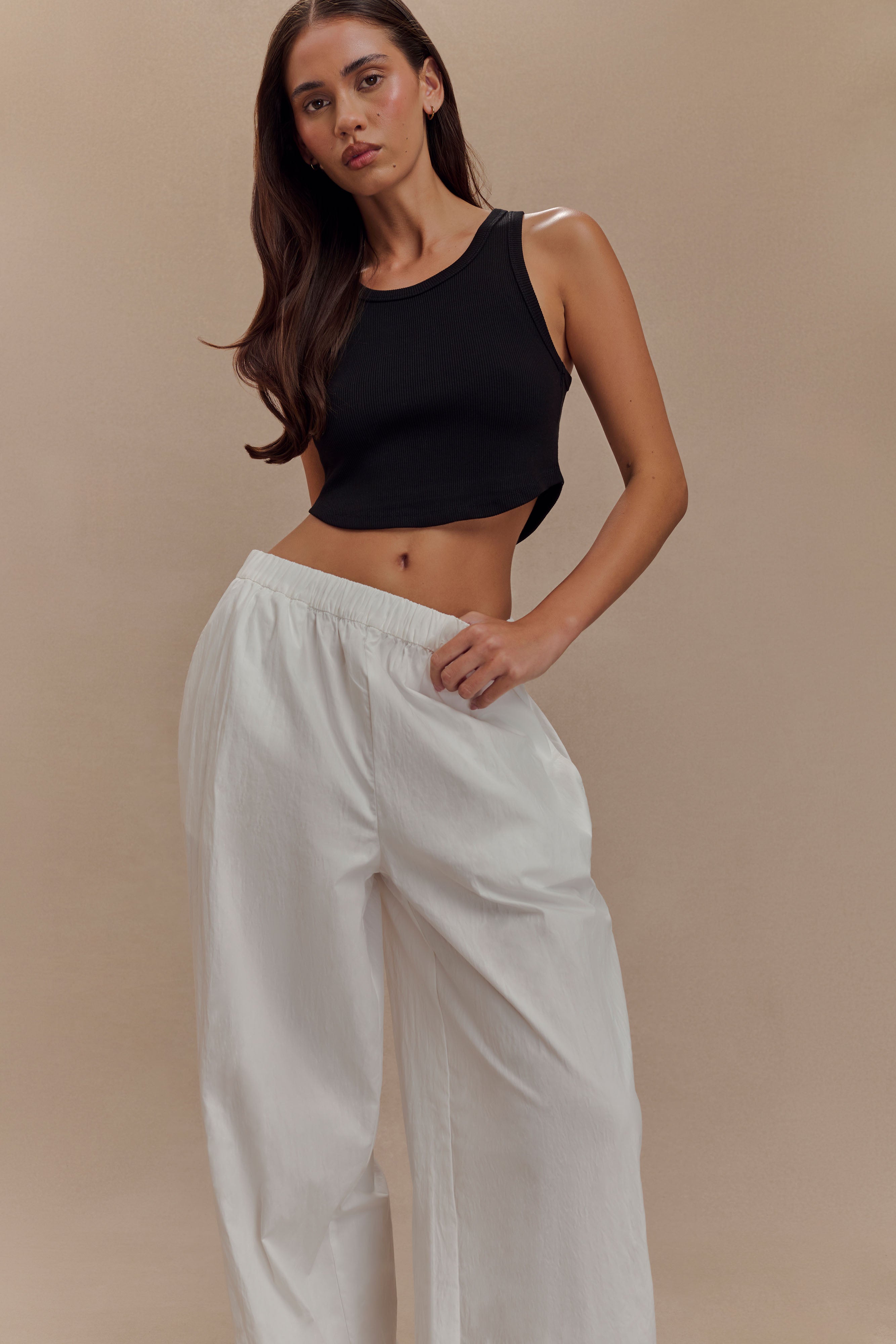 Morgana Ribbed Tank Top - Black、mySite、solidvoid