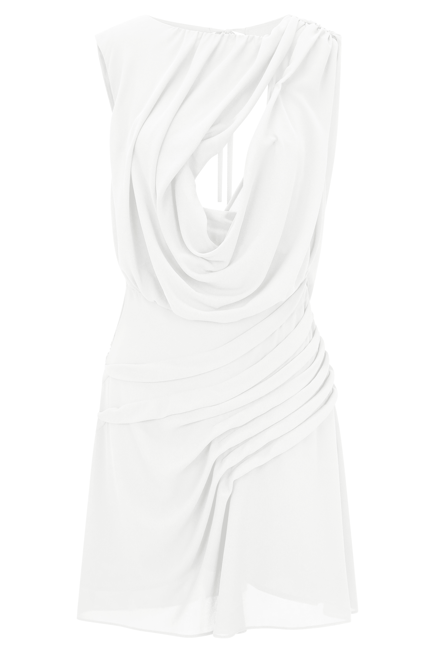 Oria Chiffon Mini Dress - White、mySite、solidvoid