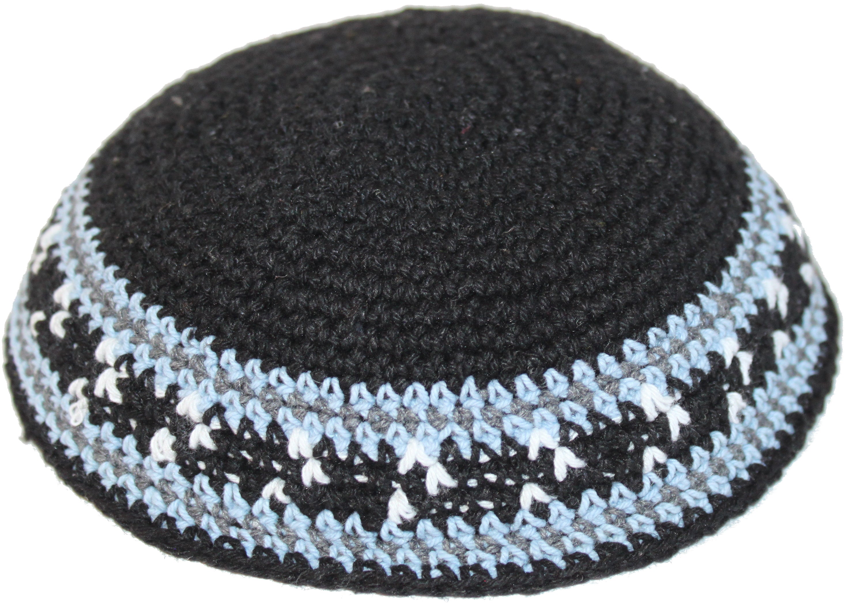  Holy Land Market Black/Sky Blue 17cm DMC 100% Knitted Cotton Kippah Torah Yarmulke Skullcap、mySite、elrpsem3k