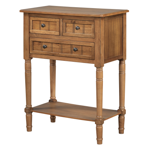 TREXM Narrow Console Table, Slim Sofa Table with Three Storage Drawers and Bottom Shelf (Ivory White)、、casual