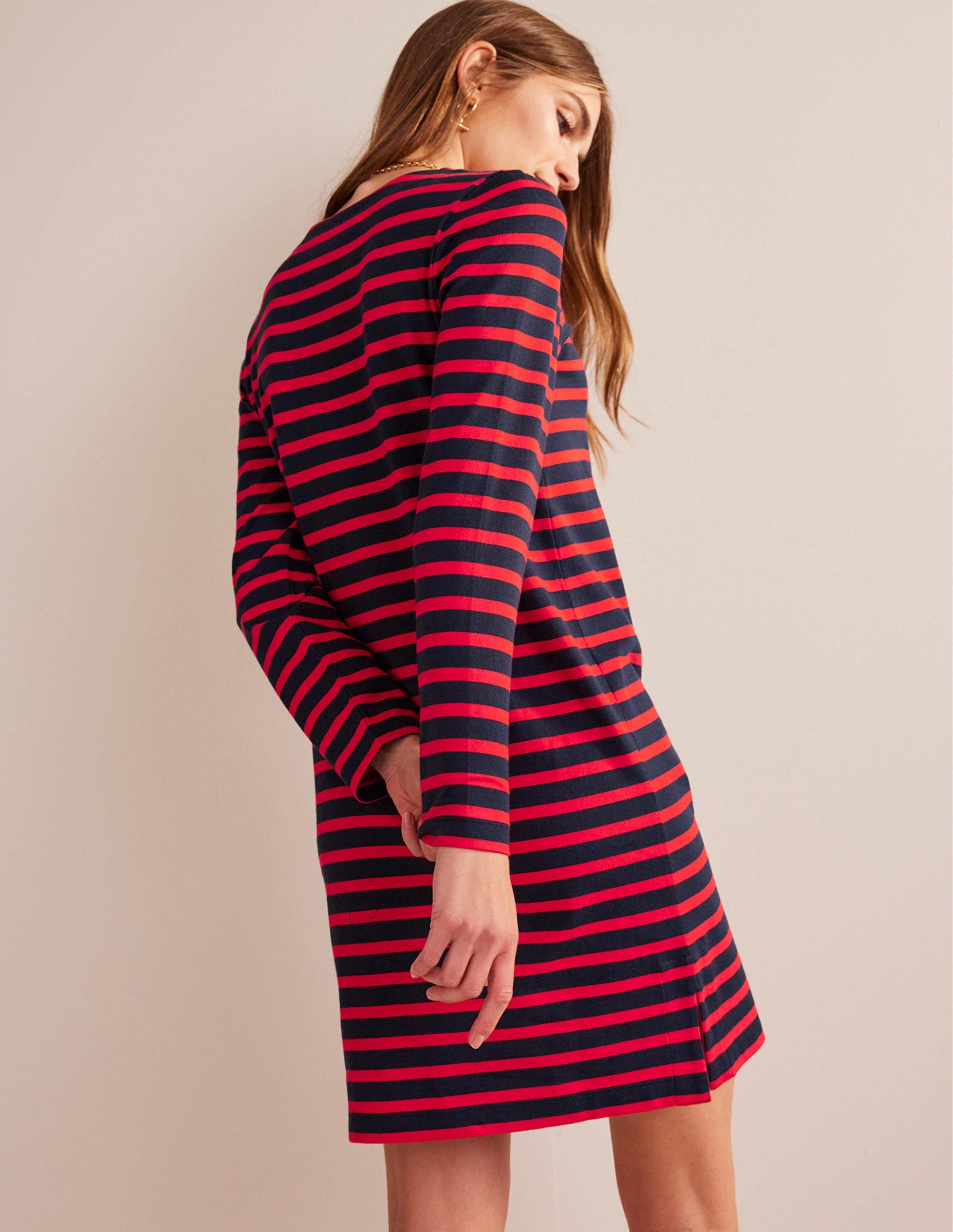  Sophie Breton Jersey Dress-Navy, Red Stripe、mySite、ashleygrahame
