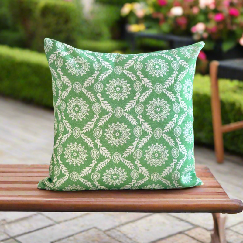 Cotton Printed Cushion Cover | Green | 40 x 40 cm | Set of 2、mySite、camillekostekn