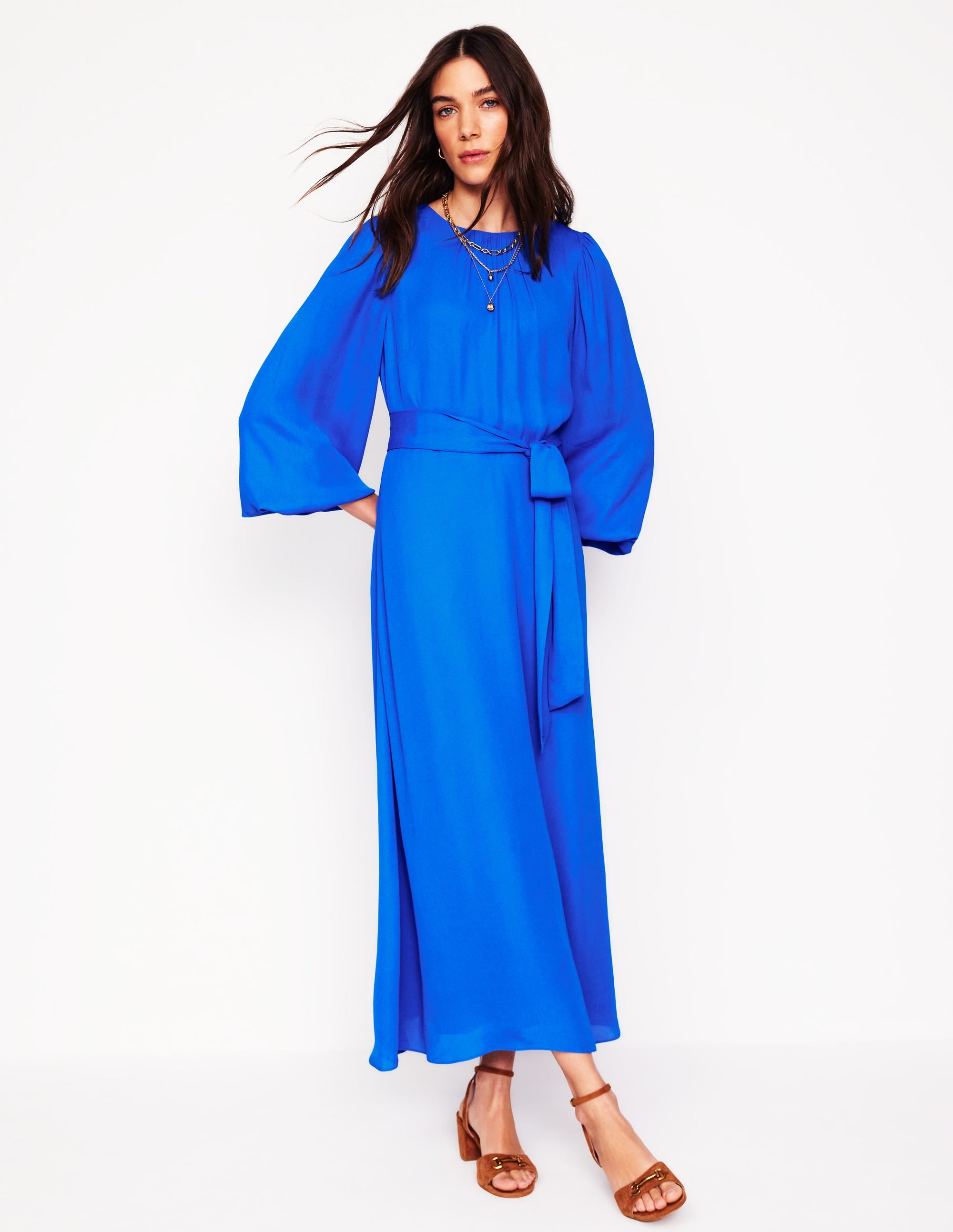  Blouson Sleeve Midi Dress-Gallery Blue、mySite、ashleygrahame