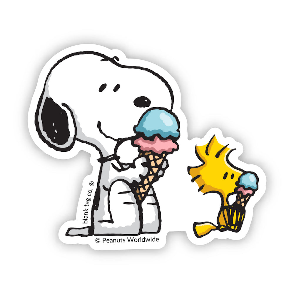  The Peanuts Snoopy and Woodstock Eating Ice Cream Vinyl Sticker Decal、mySite、ghnorth