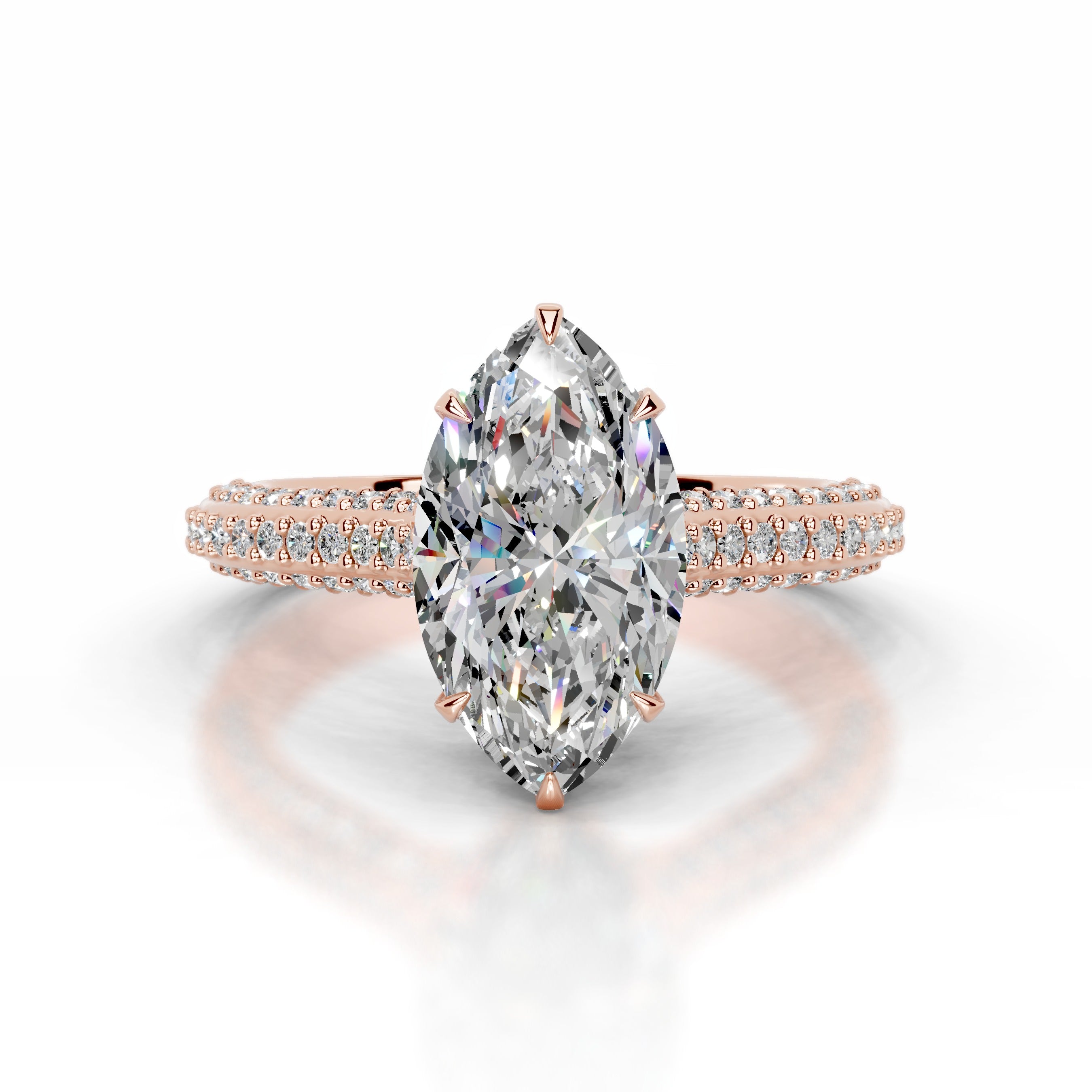 Joana Moissanite & Diamond Ring - 14K Rose Gold、mySite、hinf8tx79