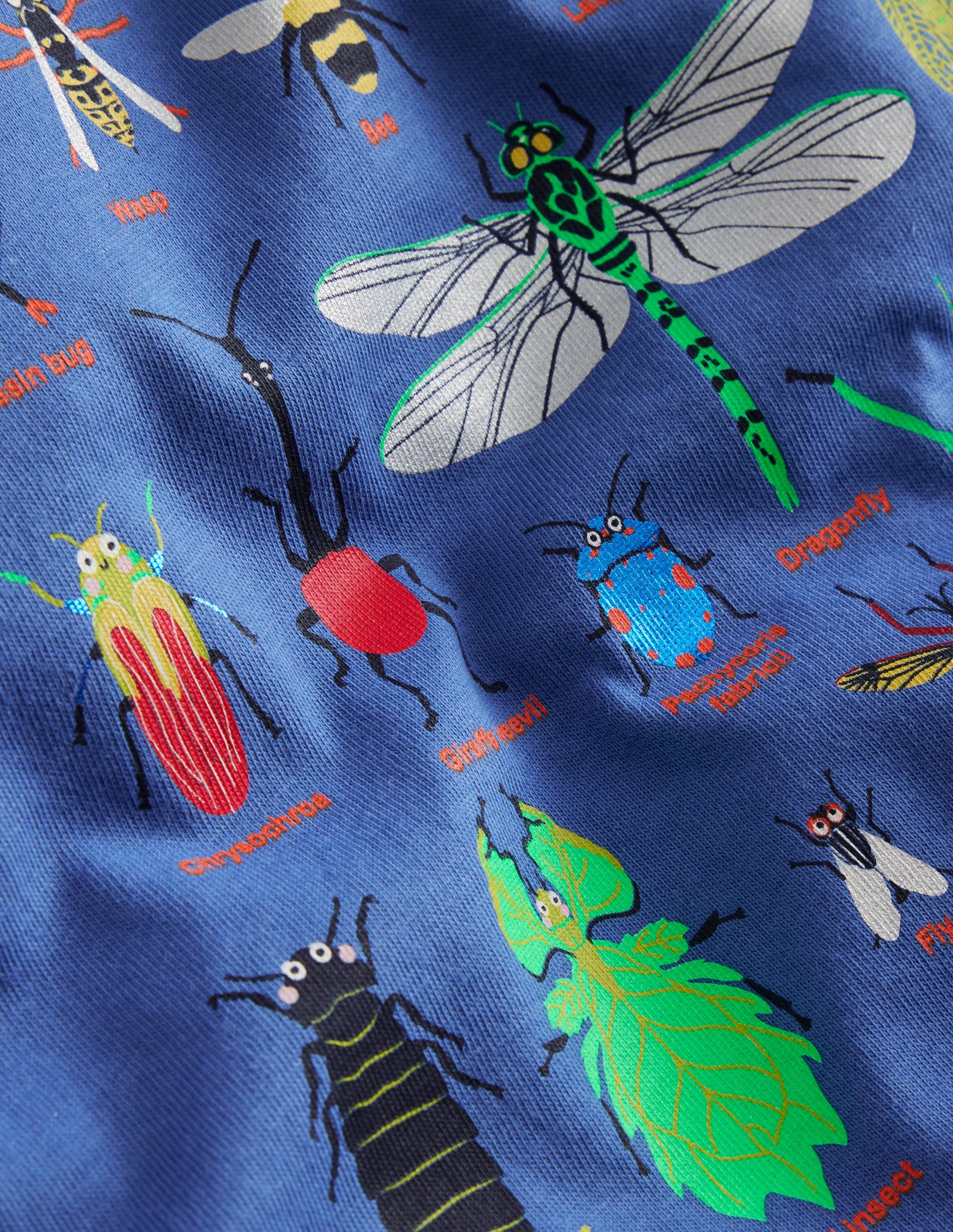 Printed Bugs T-shirt-Navy Bugs、mySite、ashleygrahame