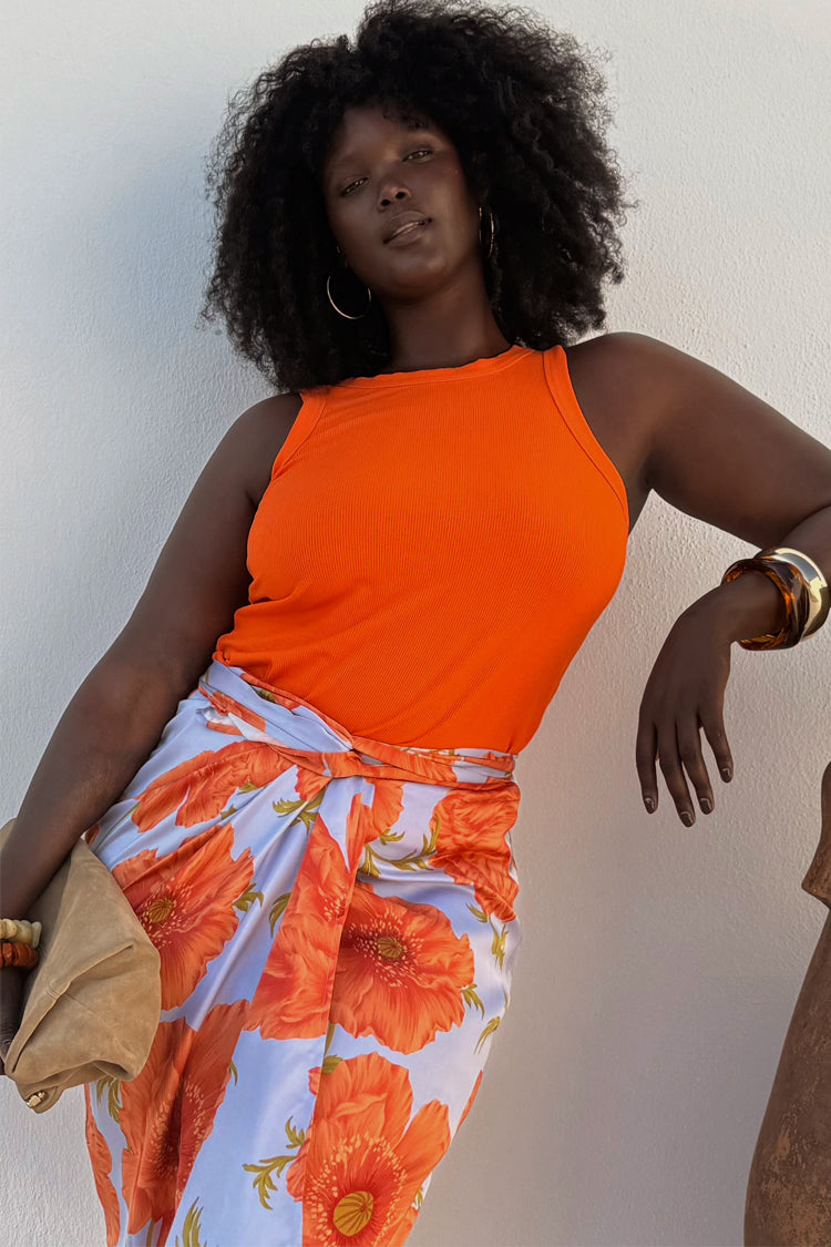 Hot Coral Ribbed Tank、mySite、solidvoid