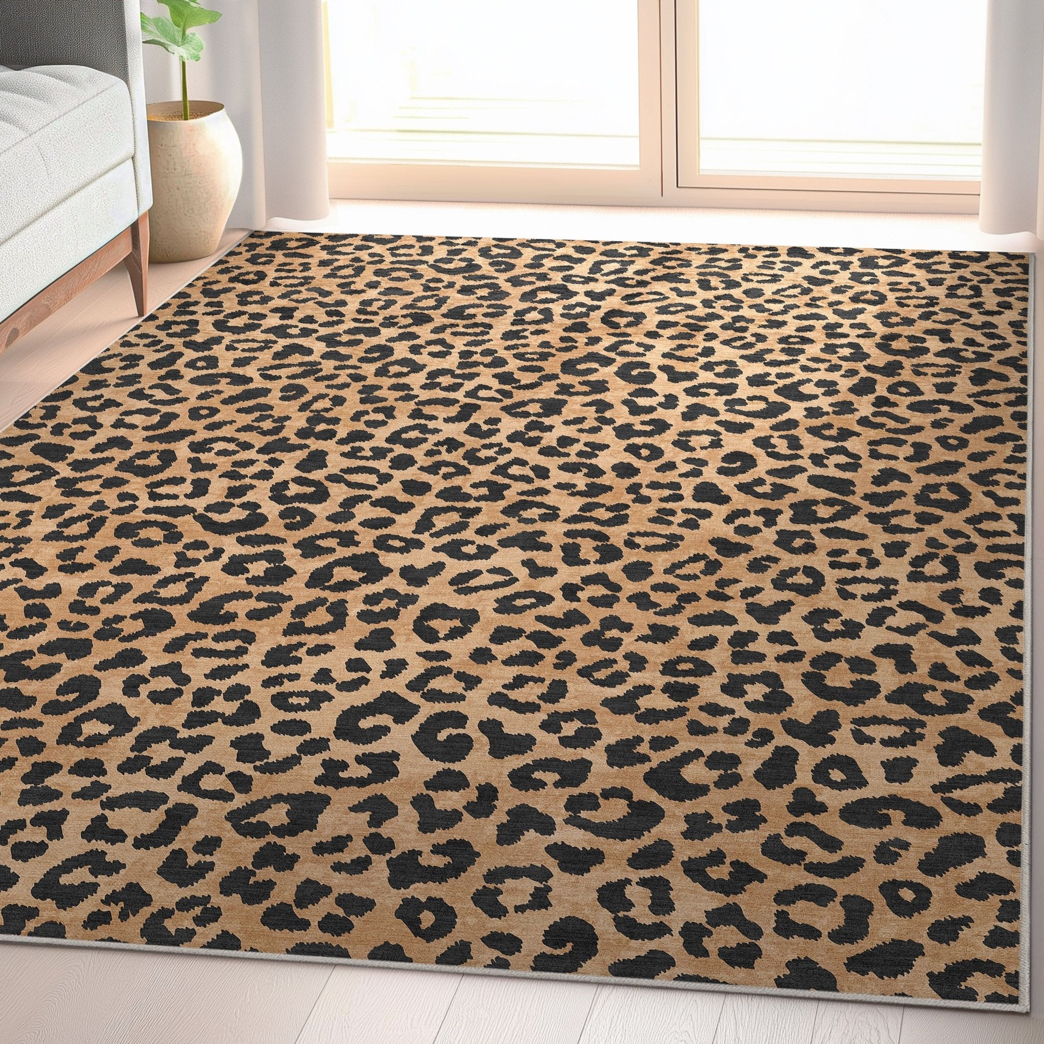 Animal Print Leopard Pattern Brown Flat-Weave Rug、mySite、gigharbornorthrealestate