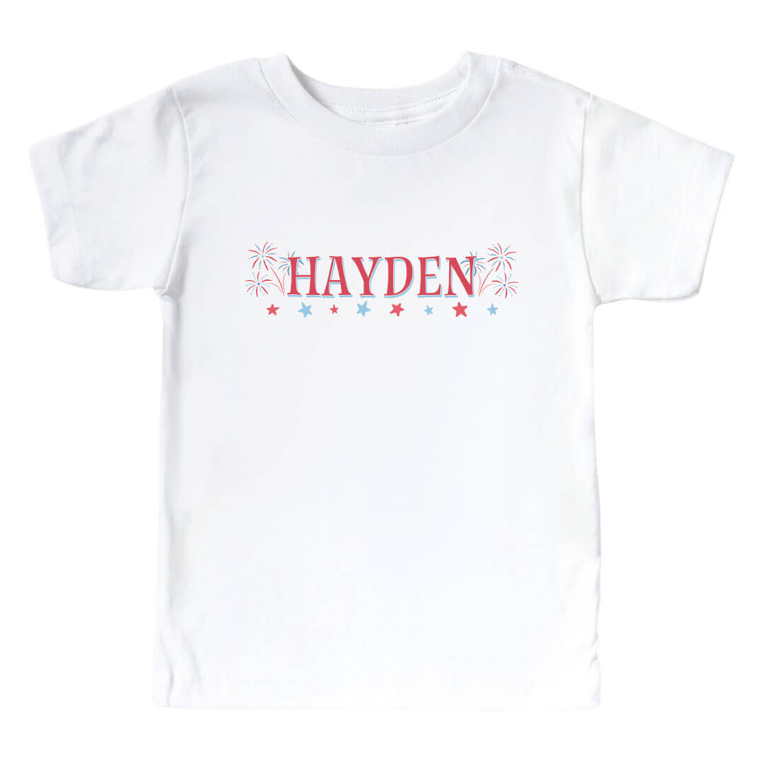  Personalized Fireworks & Freedom Kids Graphic Tee | White、mySite、layawaytickets