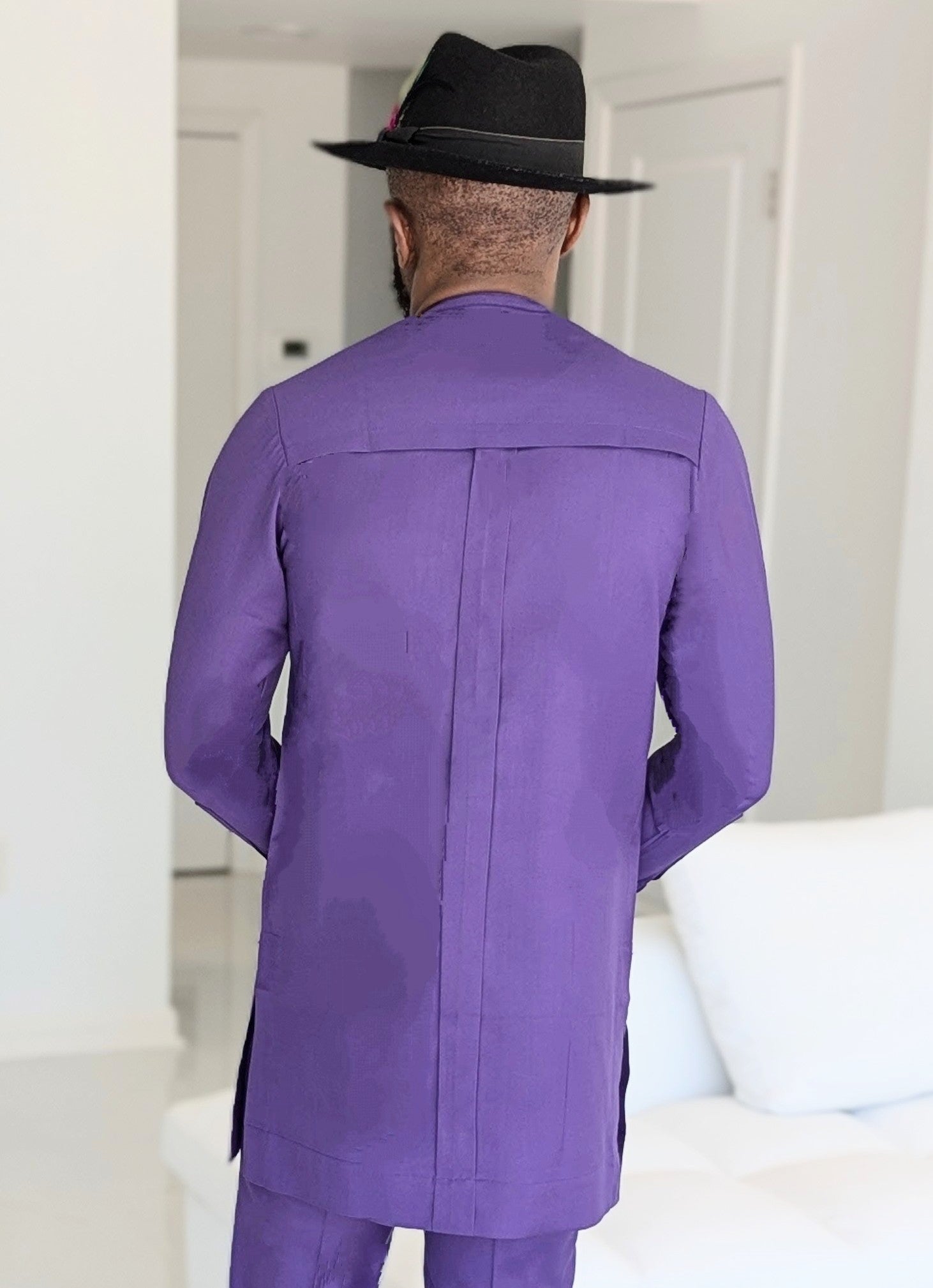 Dupsie's Gwari Elegance Purple with Black Trim African Senator Suit set DPASPBTP4、mySite、solidvoid