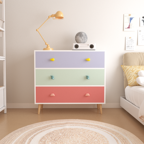 Kids 3 Drawer Dresser, Baby Nightstand for Bedroom, Storage Cabinet for Toddler Child for Living Room, Toddler Room, Nursery, Closet, Apartment (White)、、casual