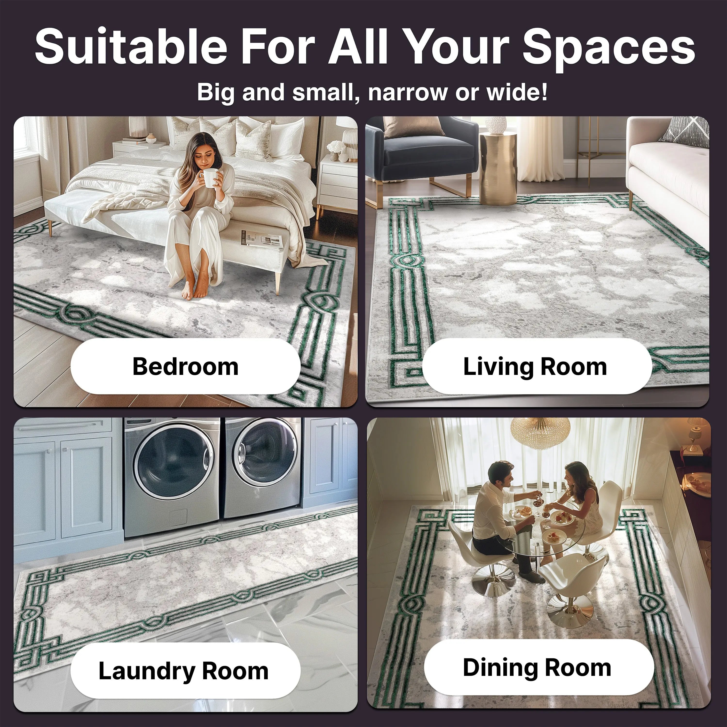 Huntington Retro Marble Border Glam Rug、mySite、gigharbornorthrealestate