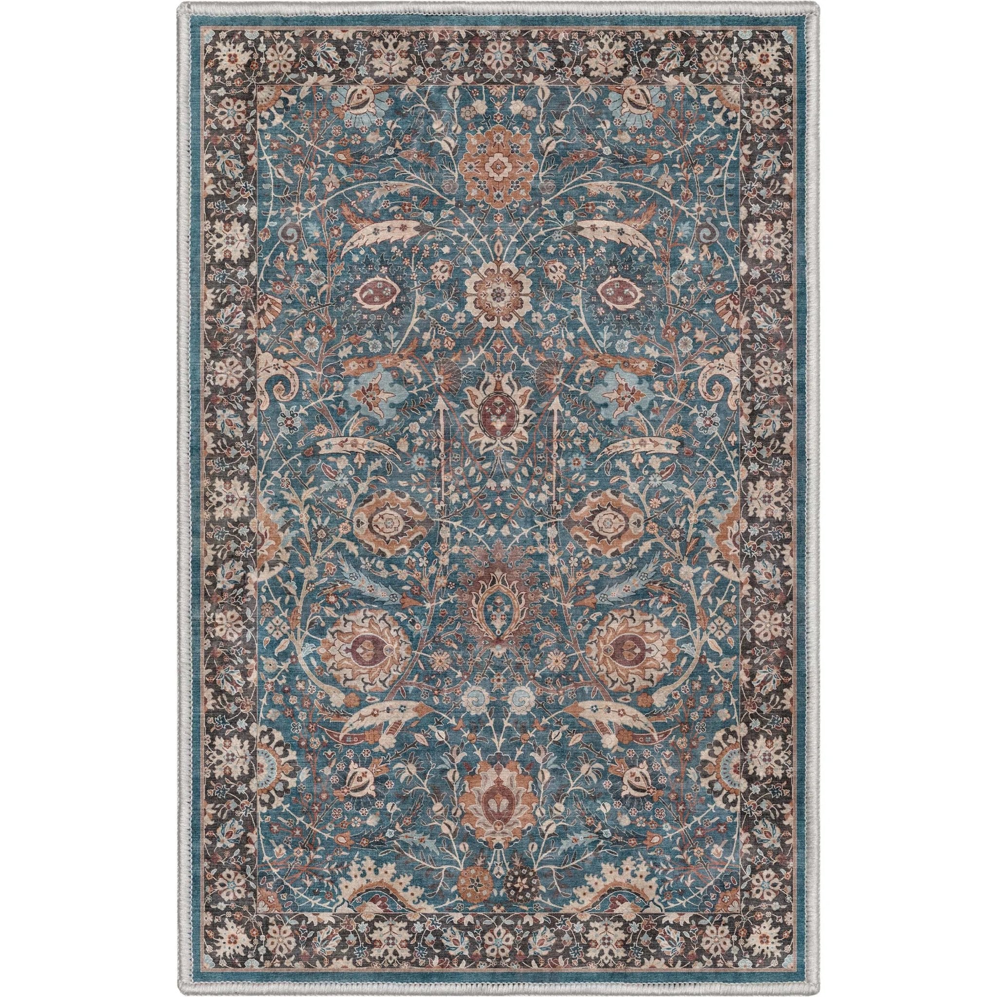 Liana Vintage Oriental Teal Flat-Weave Rug、mySite、gigharbornorthrealestate