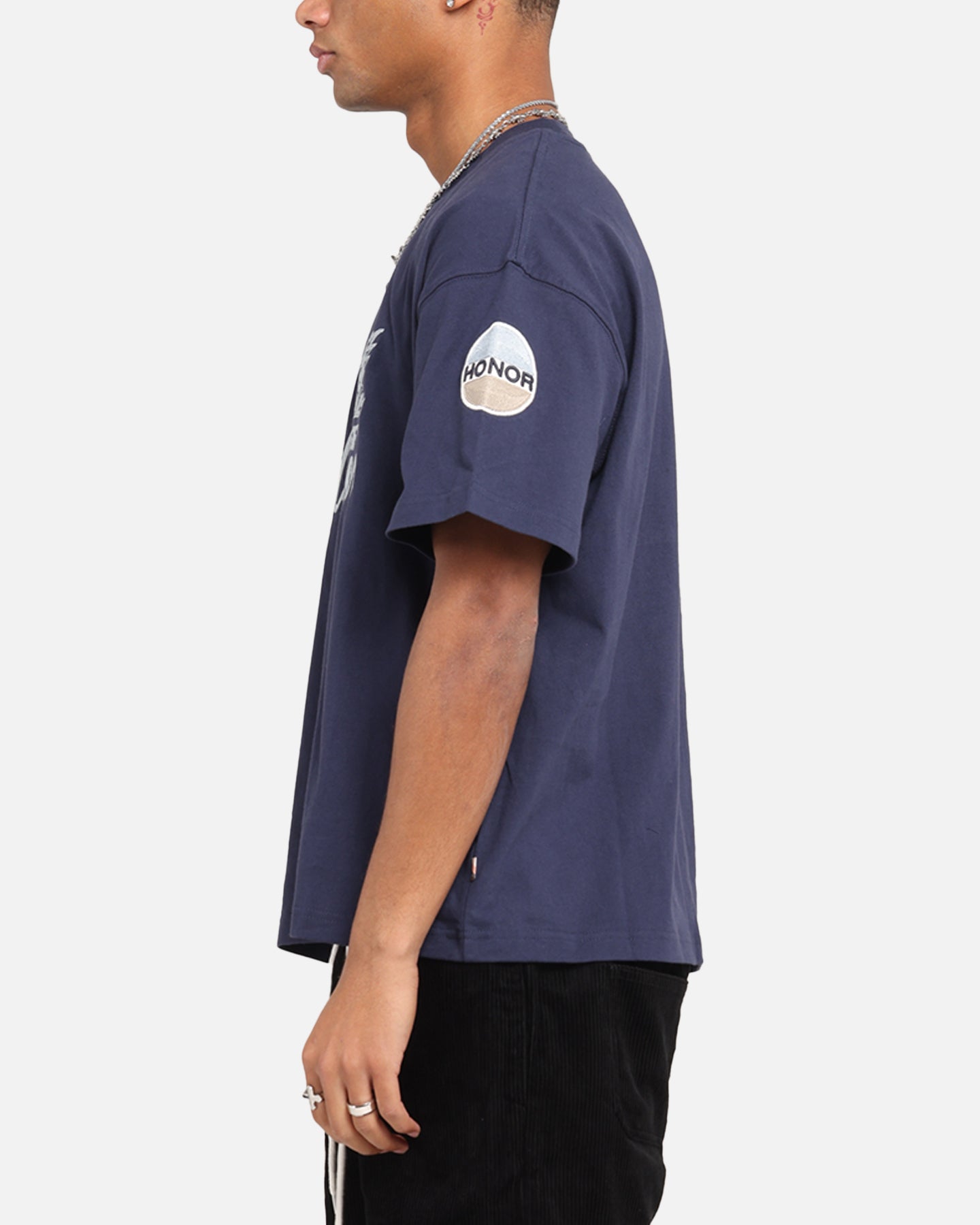 Honor The Gift Auto Club Boxy T-Shirt Navy、mySite、zt4zffjzw