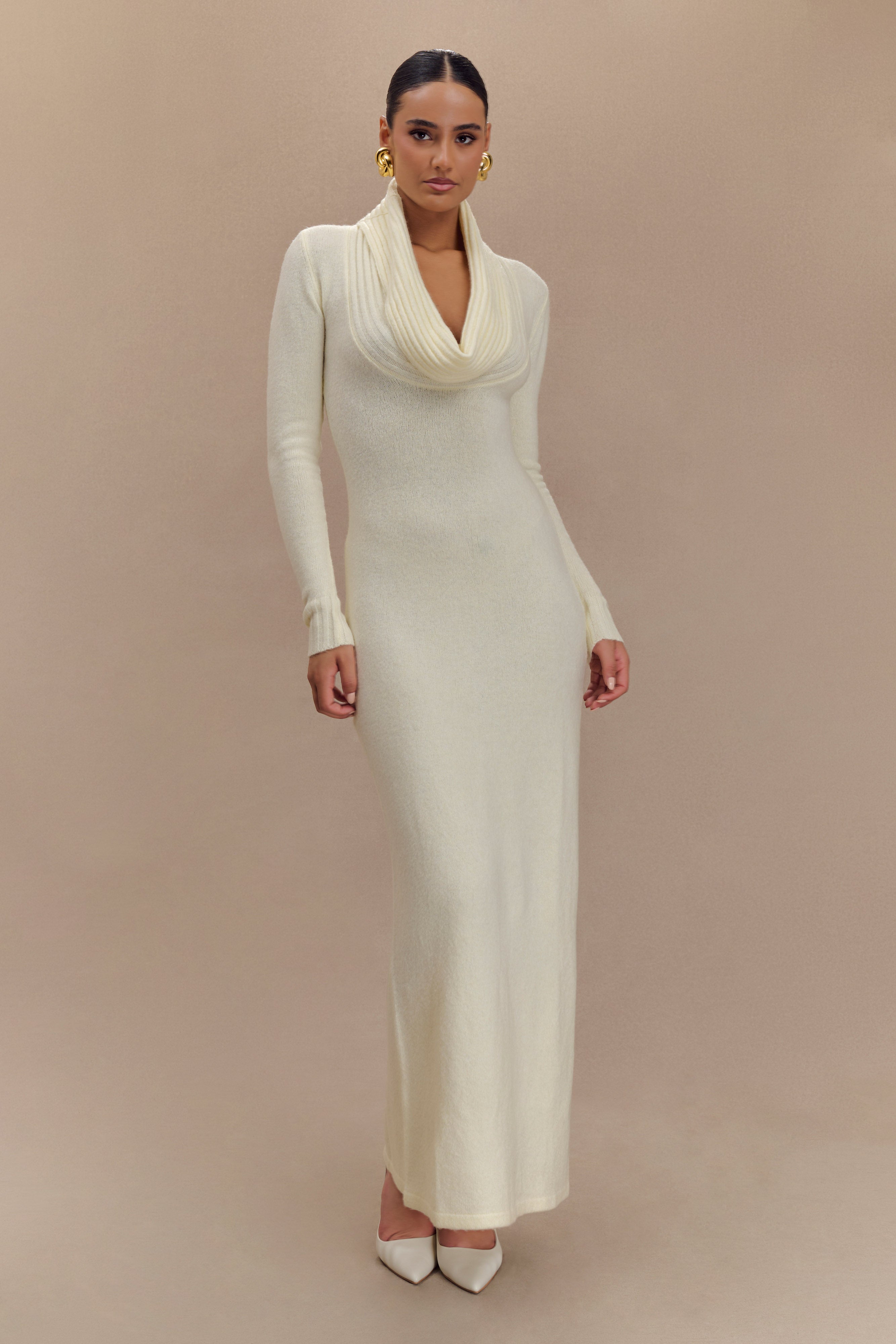 Alessandra Reversible Knit Maxi Dress - Ivory Marle、mySite、solidvoid