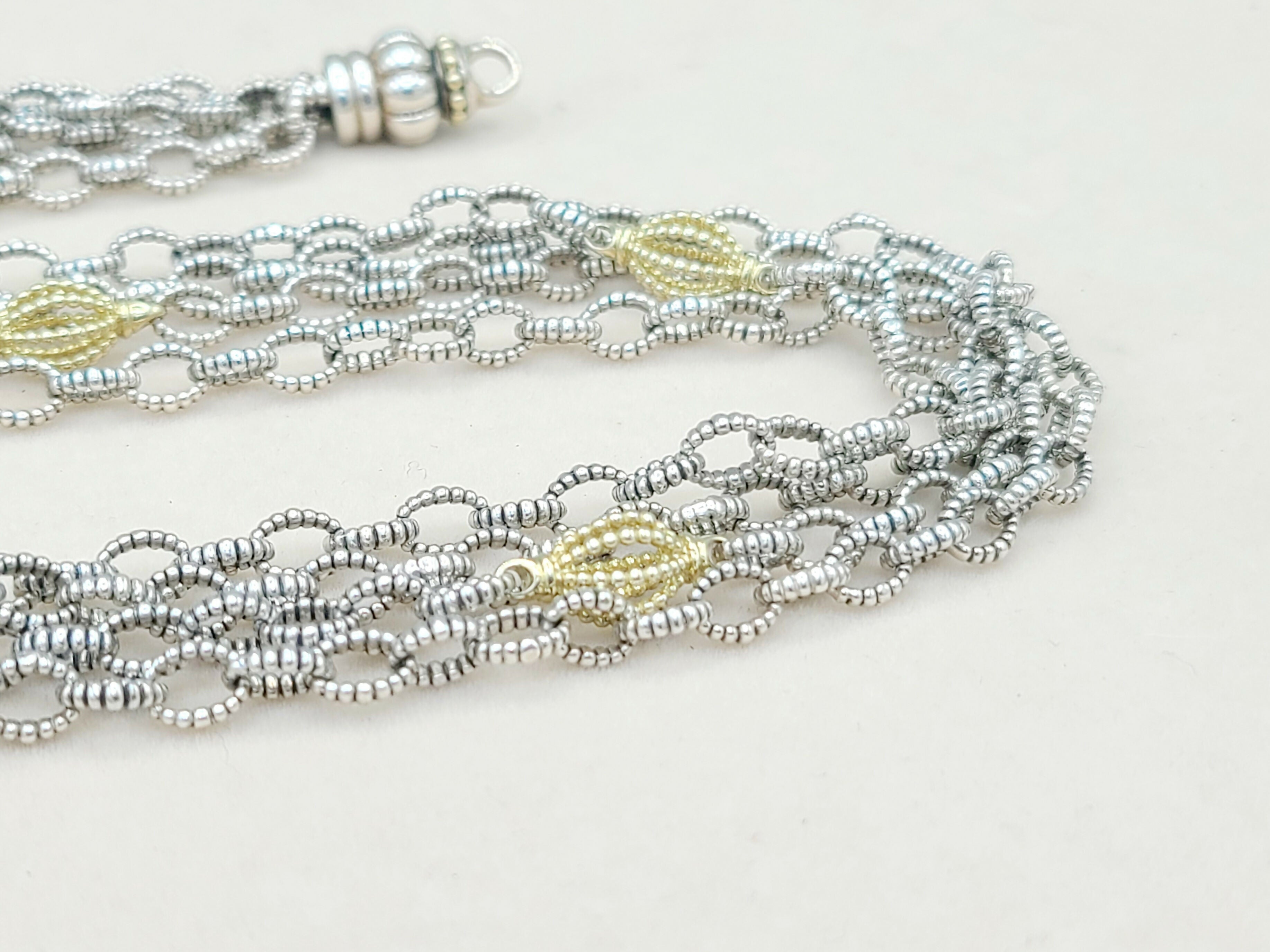 Lagos Caviar Mixed Link Necklace Four Row 18K Gold、mySite、hinf8tx79