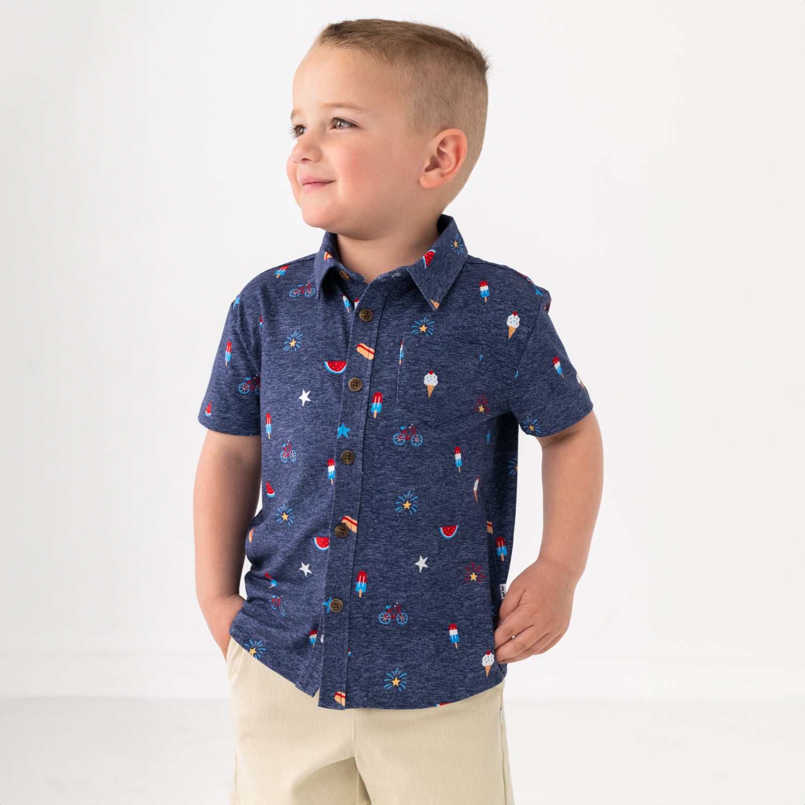 Summer Celebrations Button Down Polo、mySite、g9winljtr