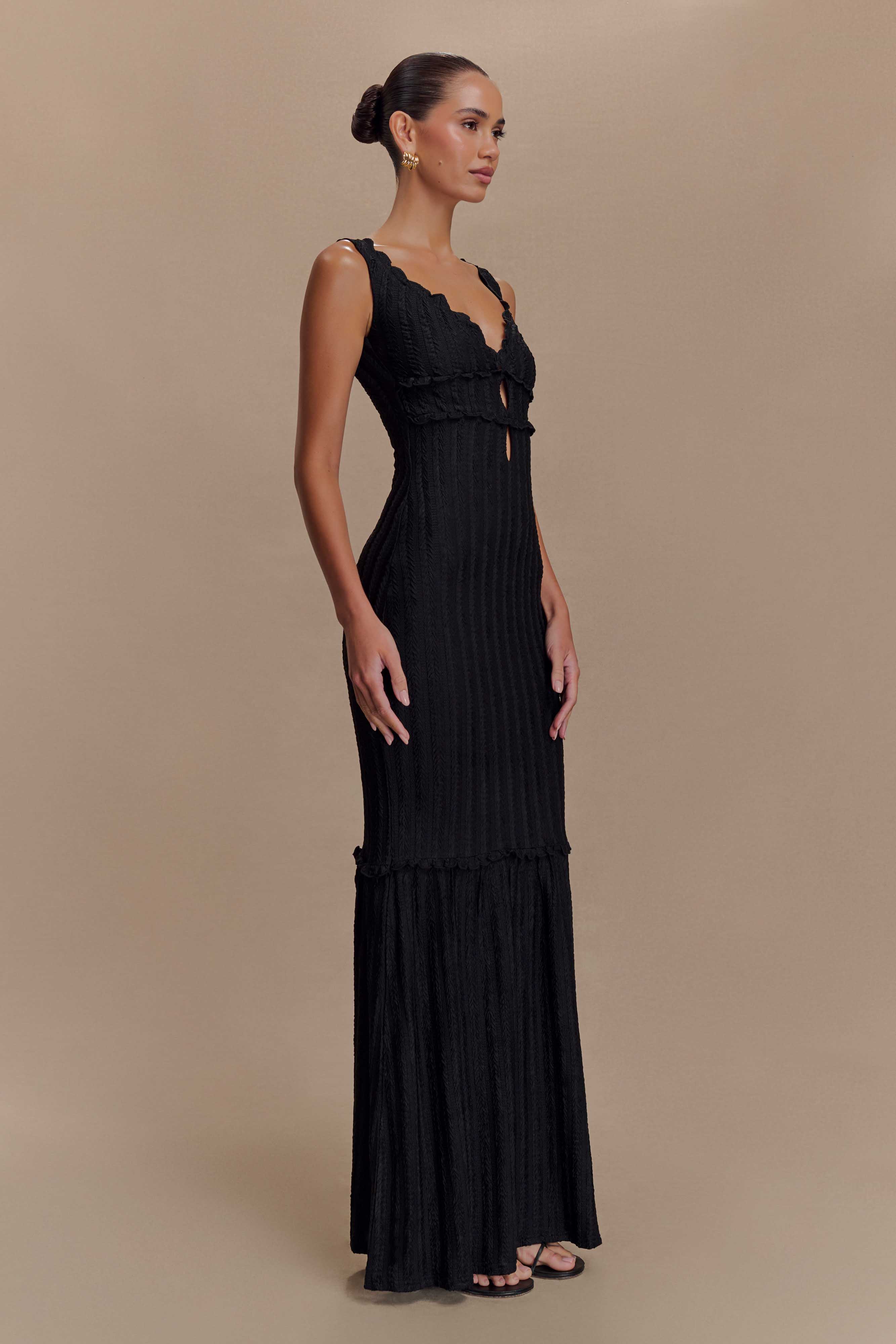 Natalie Off Shoulder Maxi Dress - Black、mySite、solidvoid
