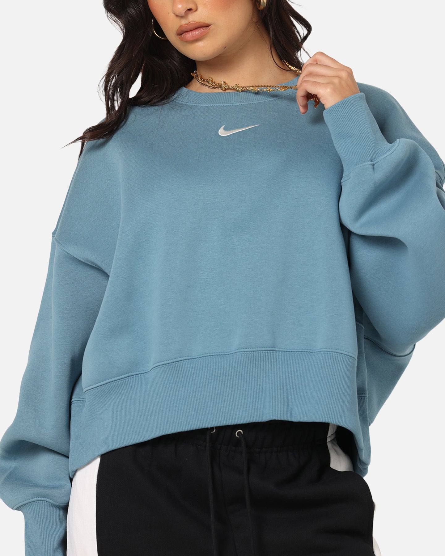 Nike Women's Nike Sportswear Style Fleece Over-Oversized Crewneck Smokey Blue/Sail、mySite、zt4zffjzw