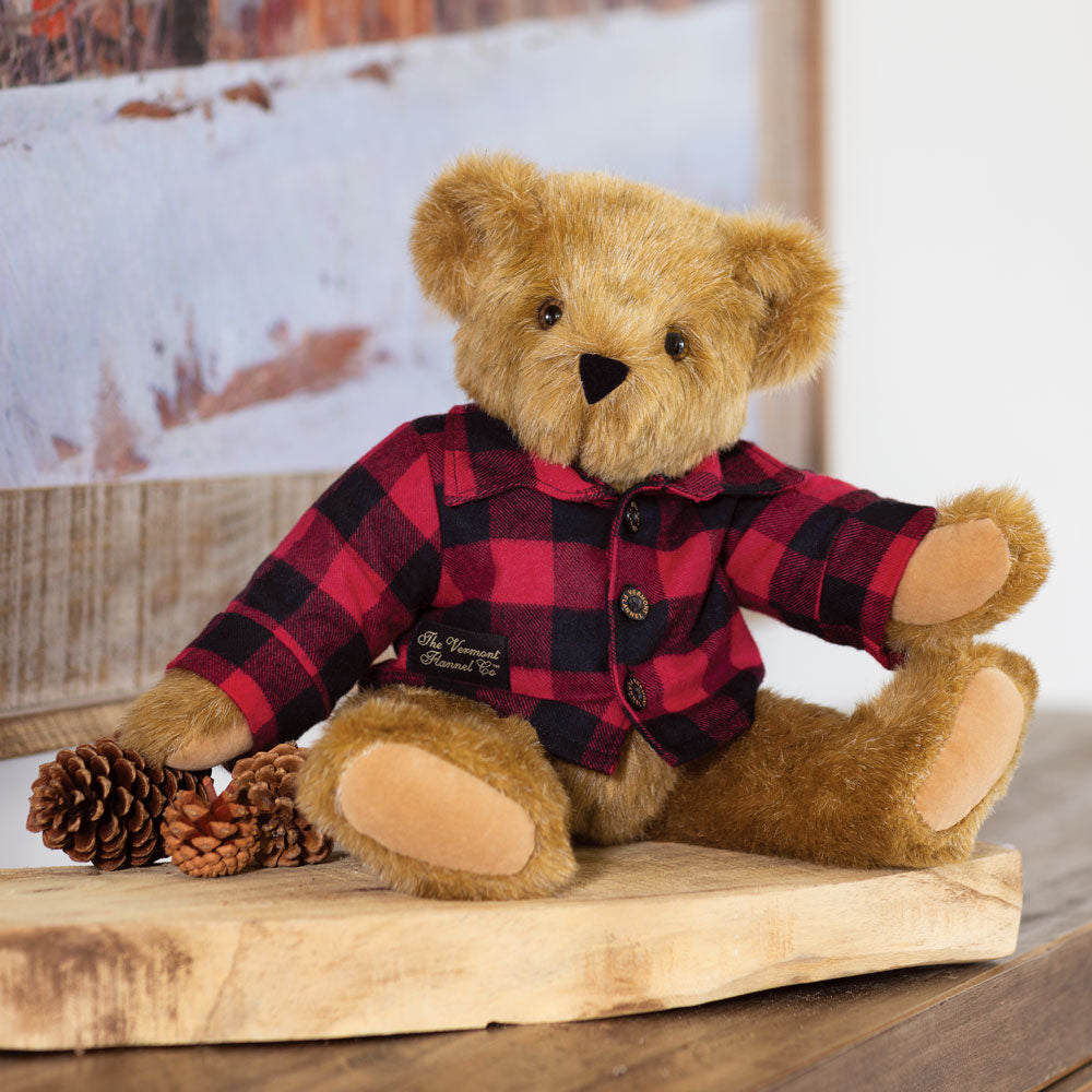 15 In. Vermont Flannel Bear, Red Buffalo Plaid、mySite、g9winljtr