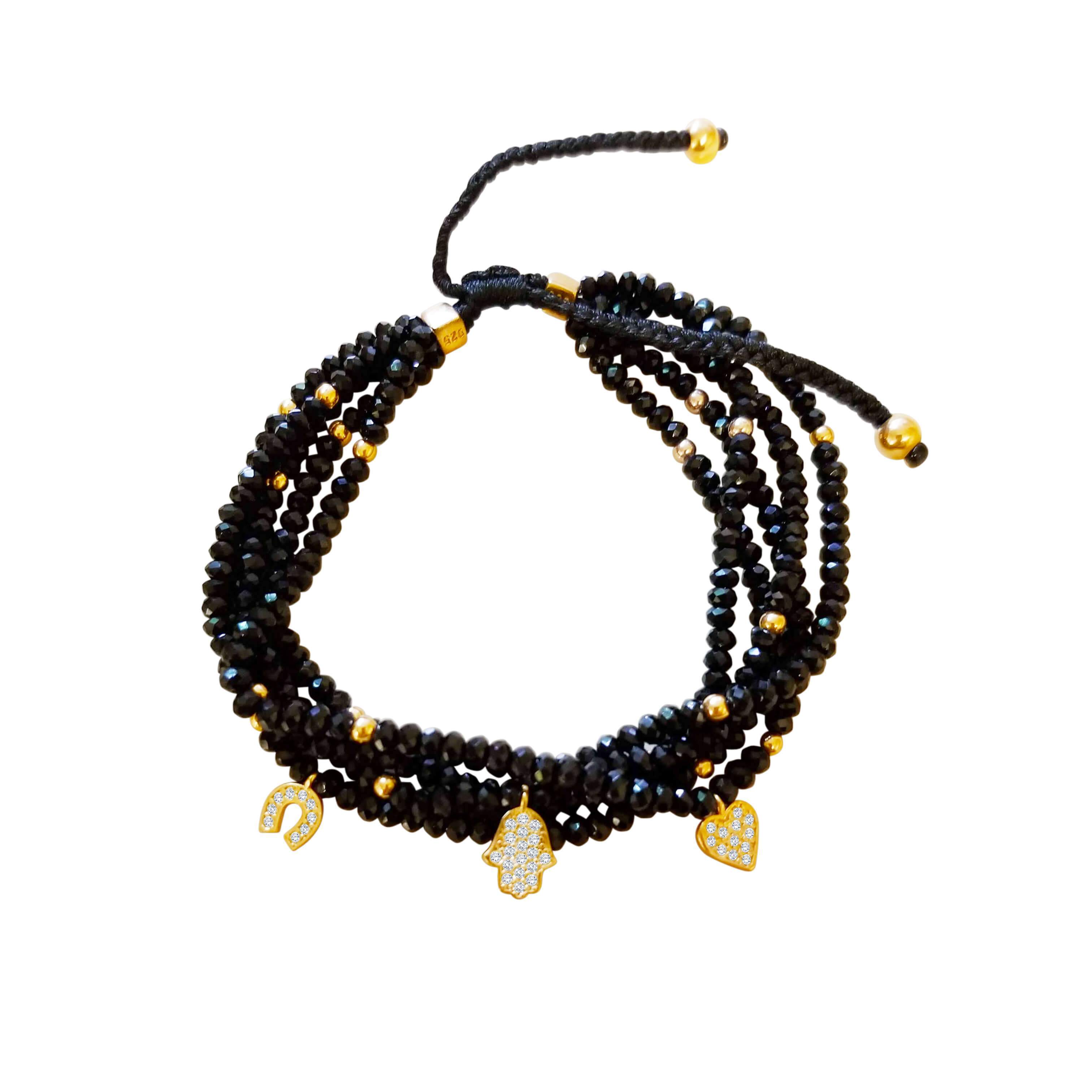 Black Macramé Beaded Hamsa Bracelet、mySite、topwebapps