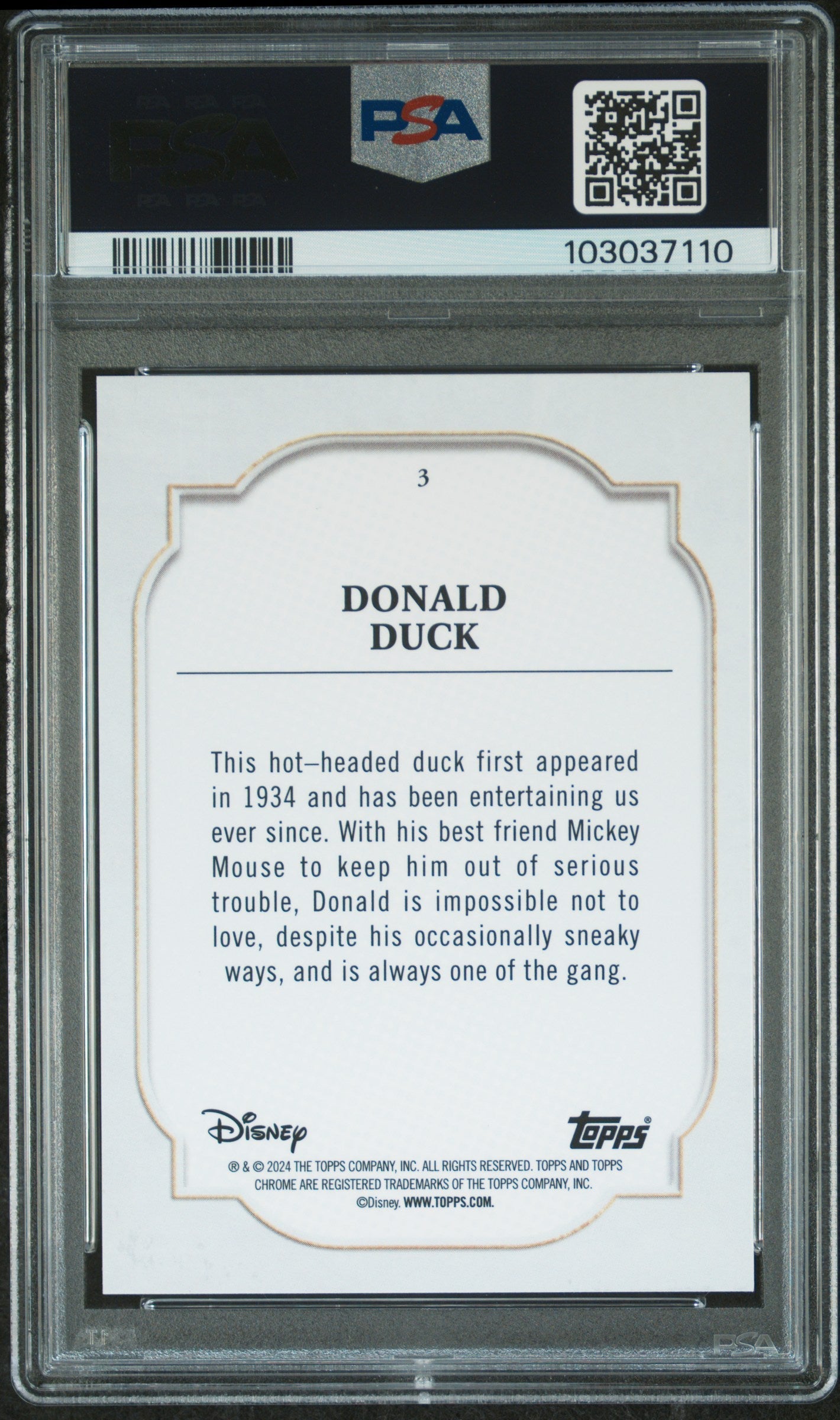 Donald Duck #3 Orange 06/25 PSA 10 Topps Chrome Disney Sapphire Edition 2024、mySite、waistdrama