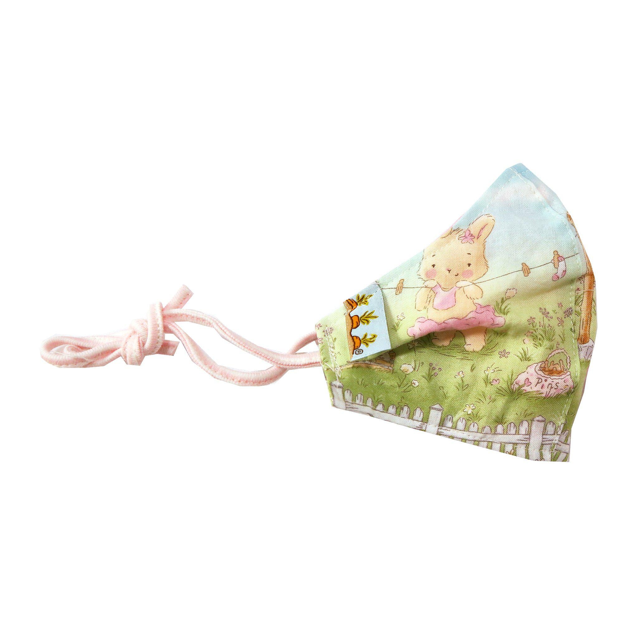 RETIRED- Hand-Crafted Child Cloth Face Mask - Garden Bunnies、mySite、g9winljtr