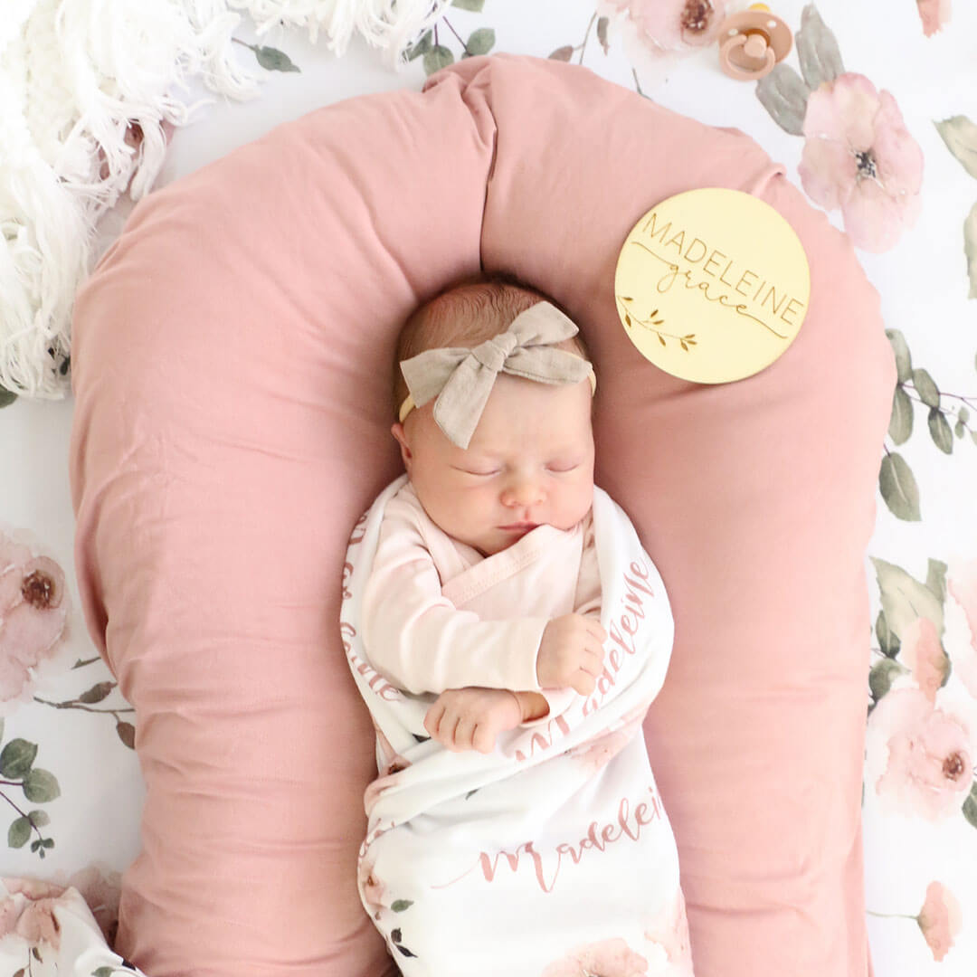  Millie's Dusty Rose Garden Personalized Baby Name Swaddle Blanket、mySite、layawaytickets
