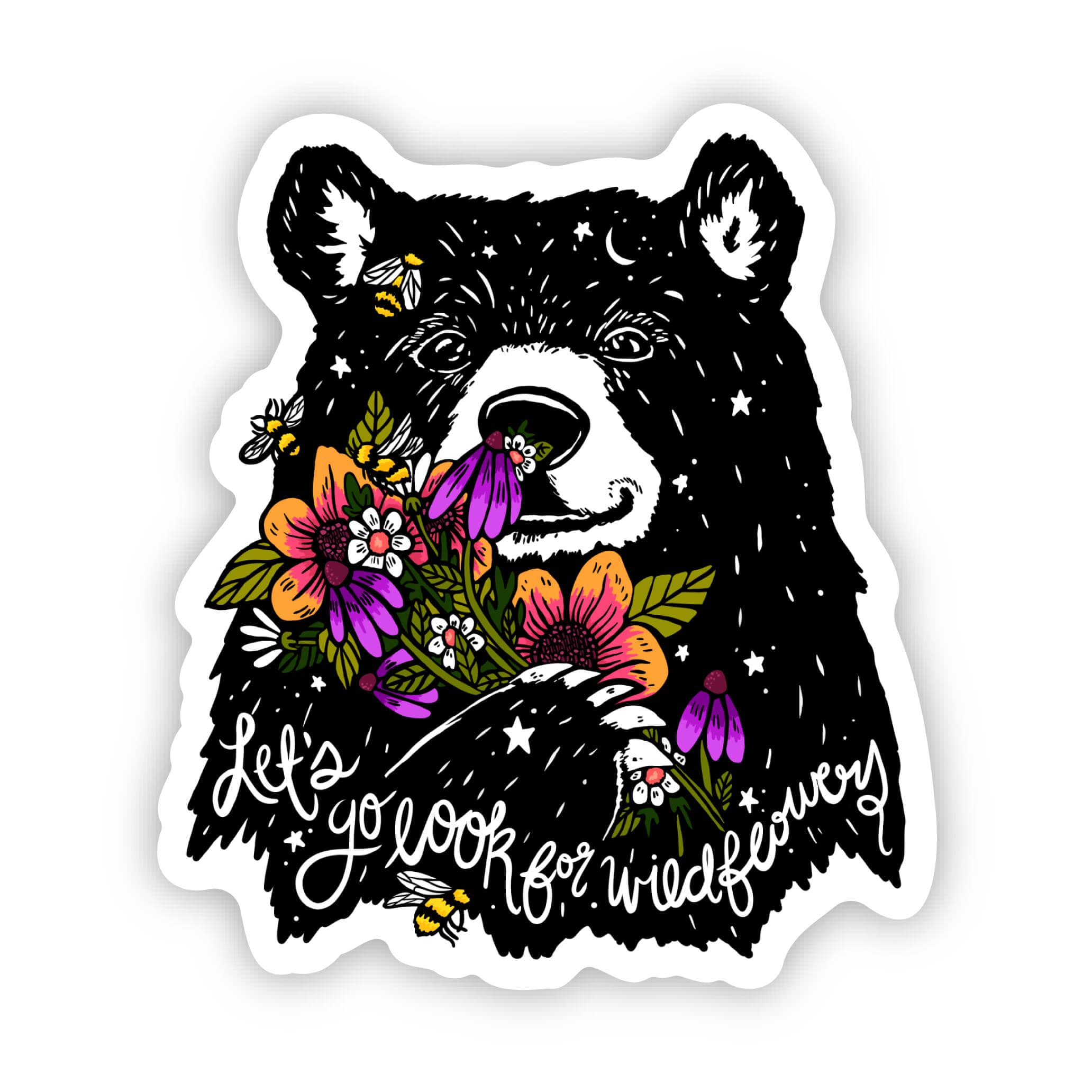 Let's go look for wildflowers bear sticker、mySite、ghnorth