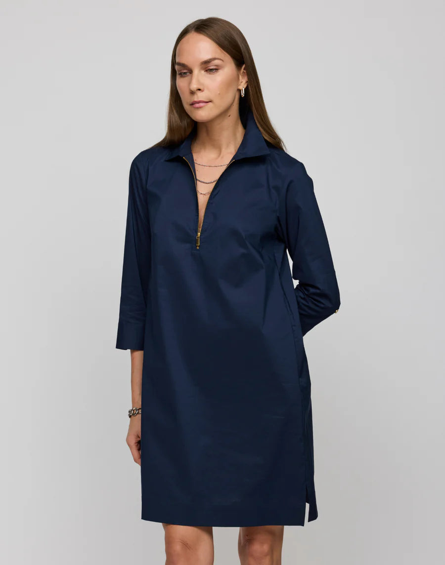 Hinson Wu Alessa 3/4 Sleeve Dress, Navy、mySite、noshort