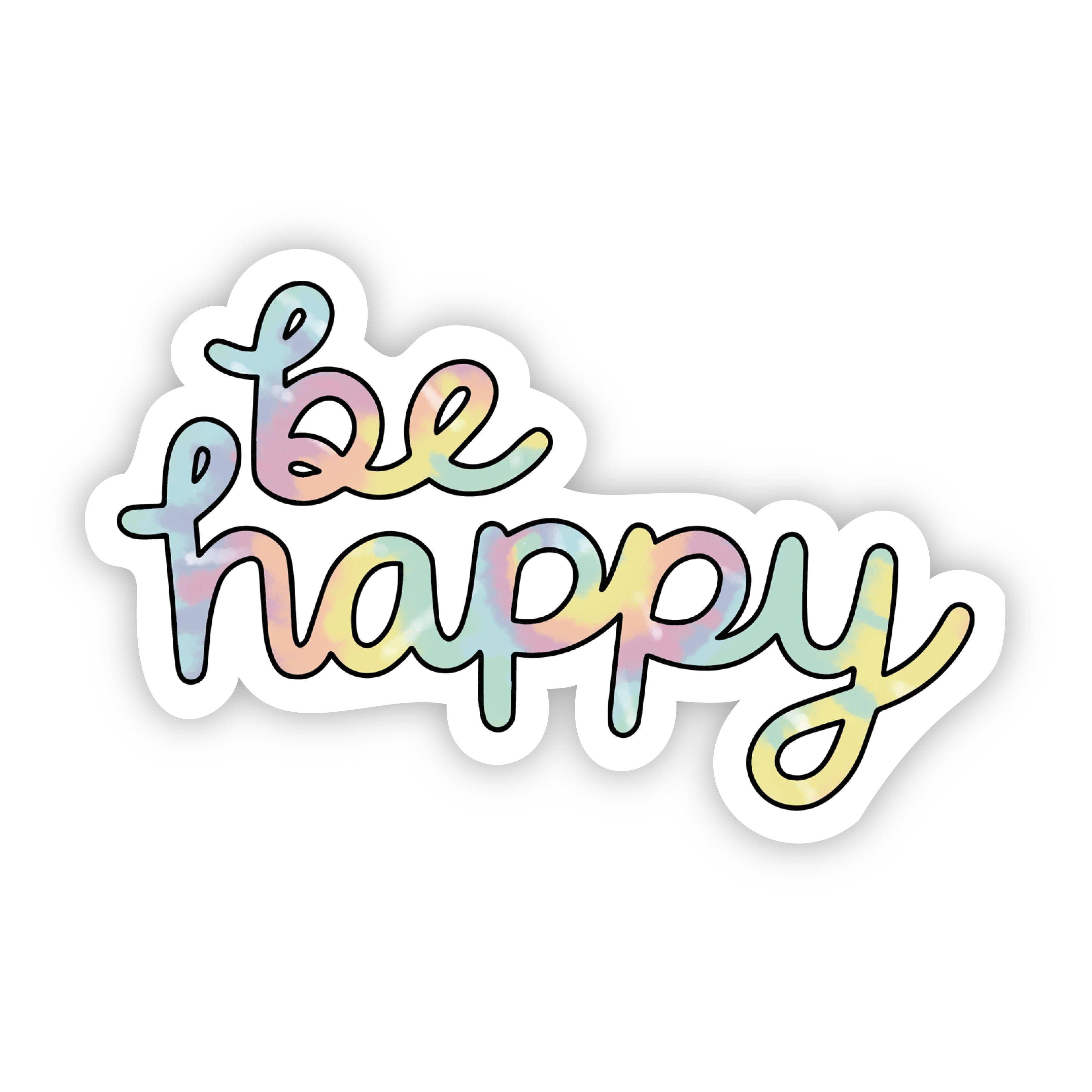  Be Happy Tie Dye Aesthetic Sticker、mySite、elrpsem3k