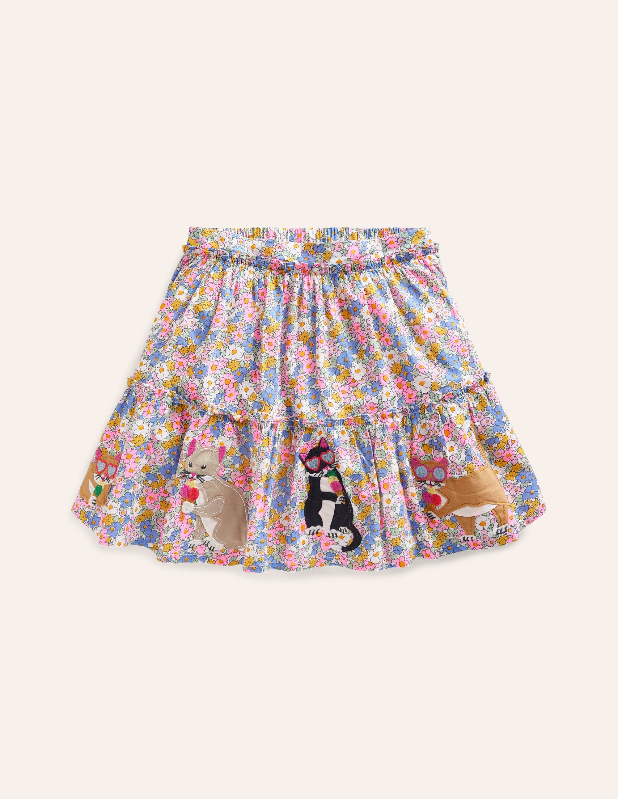  Appliqu茅 Skirt-Festival Pink Nautical Cats、mySite、ashleygrahame