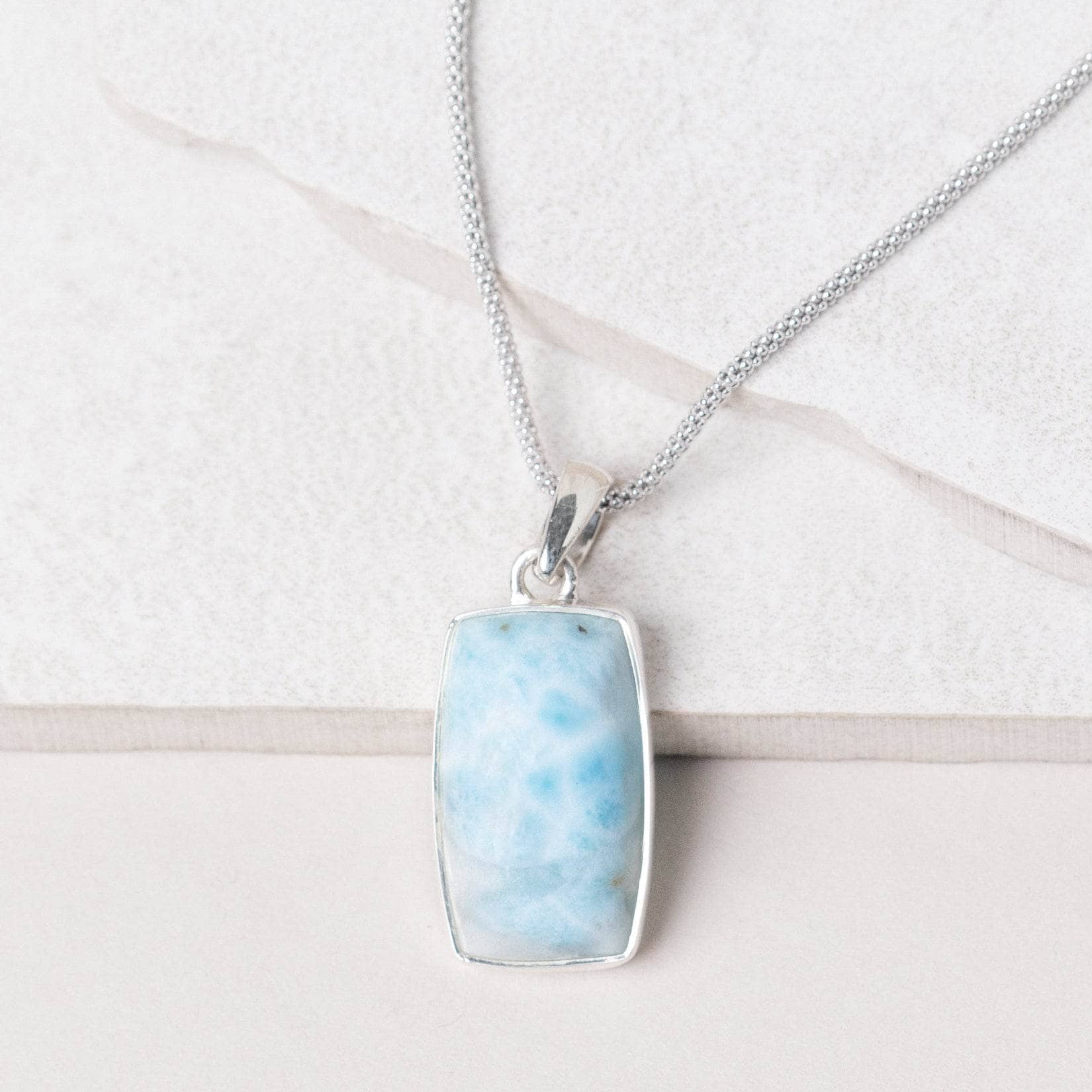 Rare Genuine Larimar Rectangle Pendant Necklace、mySite、hinf8tx79