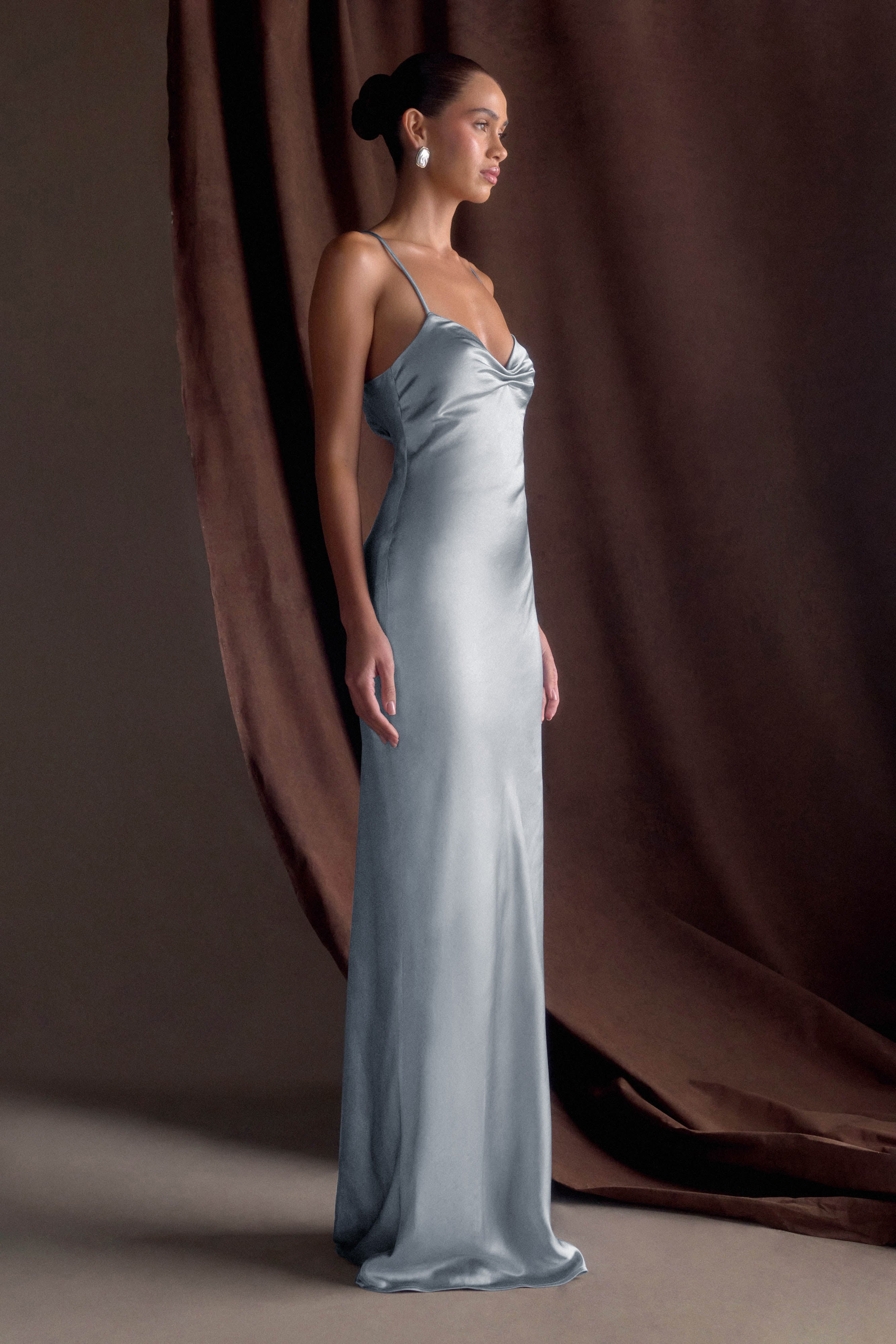 Lilly Sweetheart Satin Maxi Dress - Frosted Blue、mySite、solidvoid