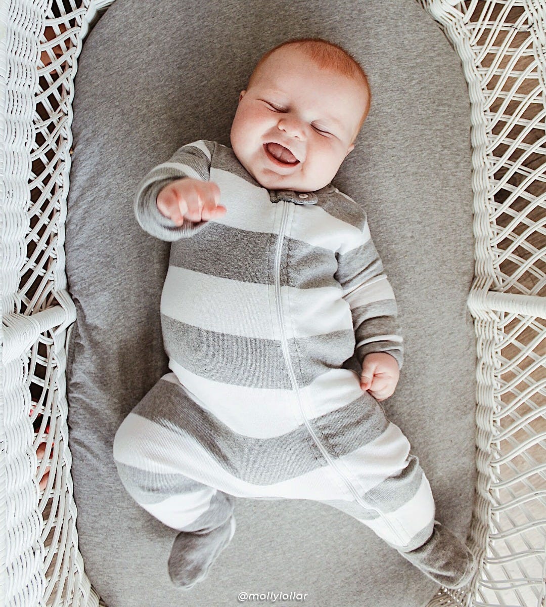 Rugby Stripe Organic Cotton Zip Front Sleeper、mySite、g9winljtr