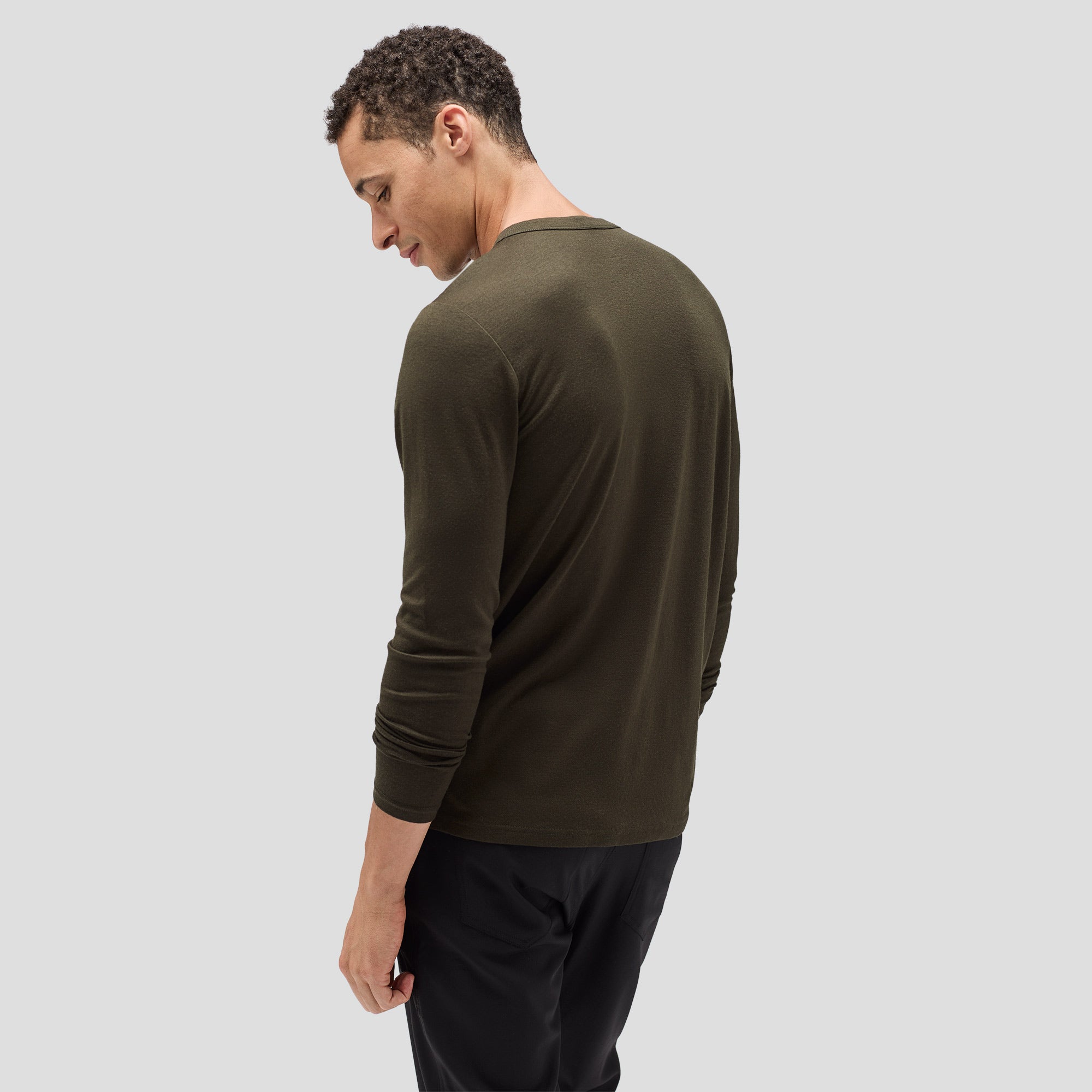 Men's Long Sleeve Merino Henley、mySite、noshort