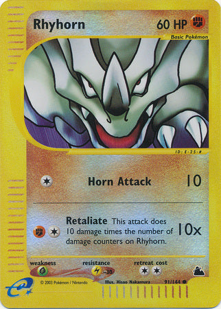 Rhyhorn - 91/144 - Common Reverse Holo、mySite、waistdrama